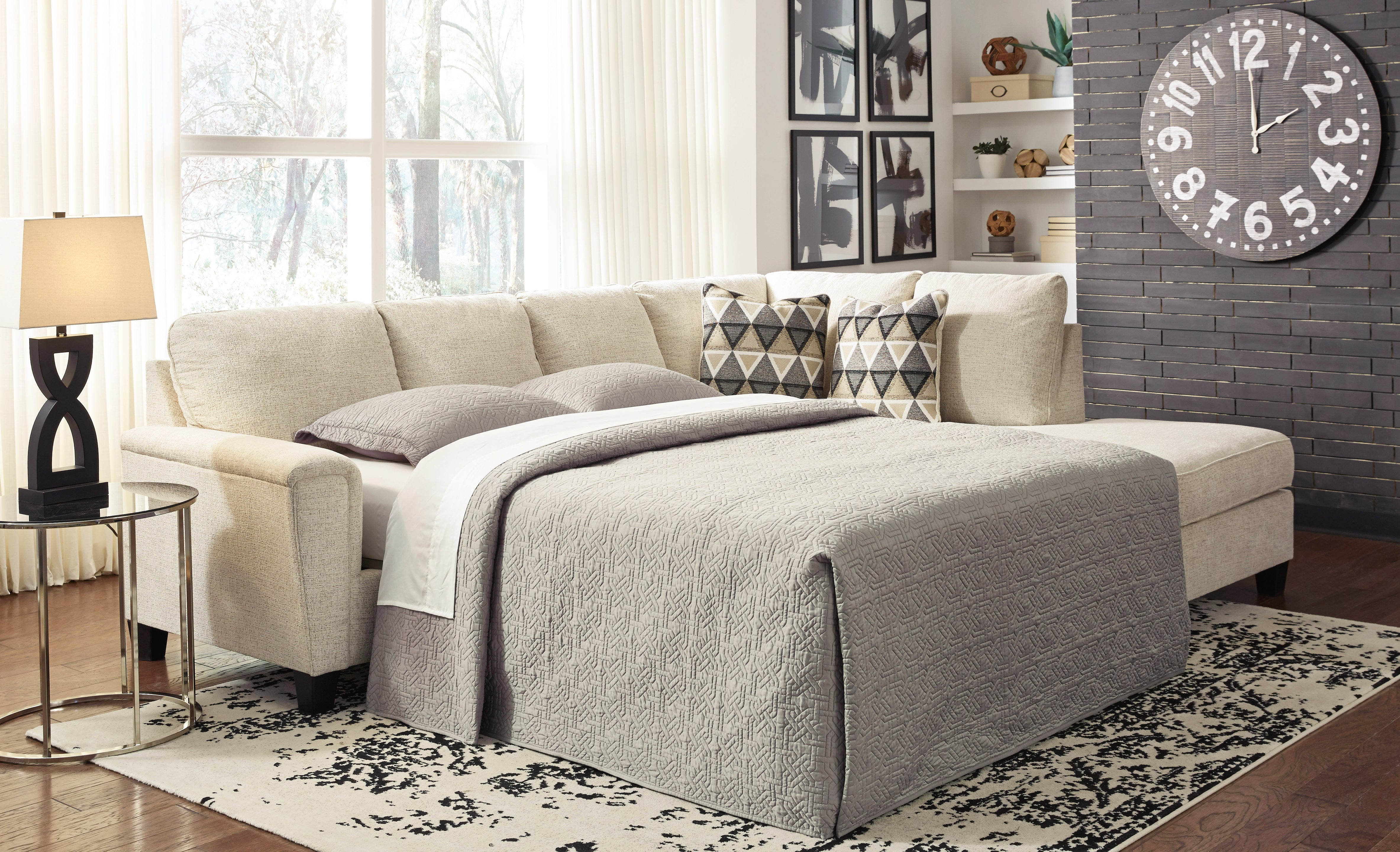 Floridian Furniture - Ashley Furniture - Abinger Sectional - LAF 2-Piece Sleeper Sectional with Chaise / Natural - 83904S4