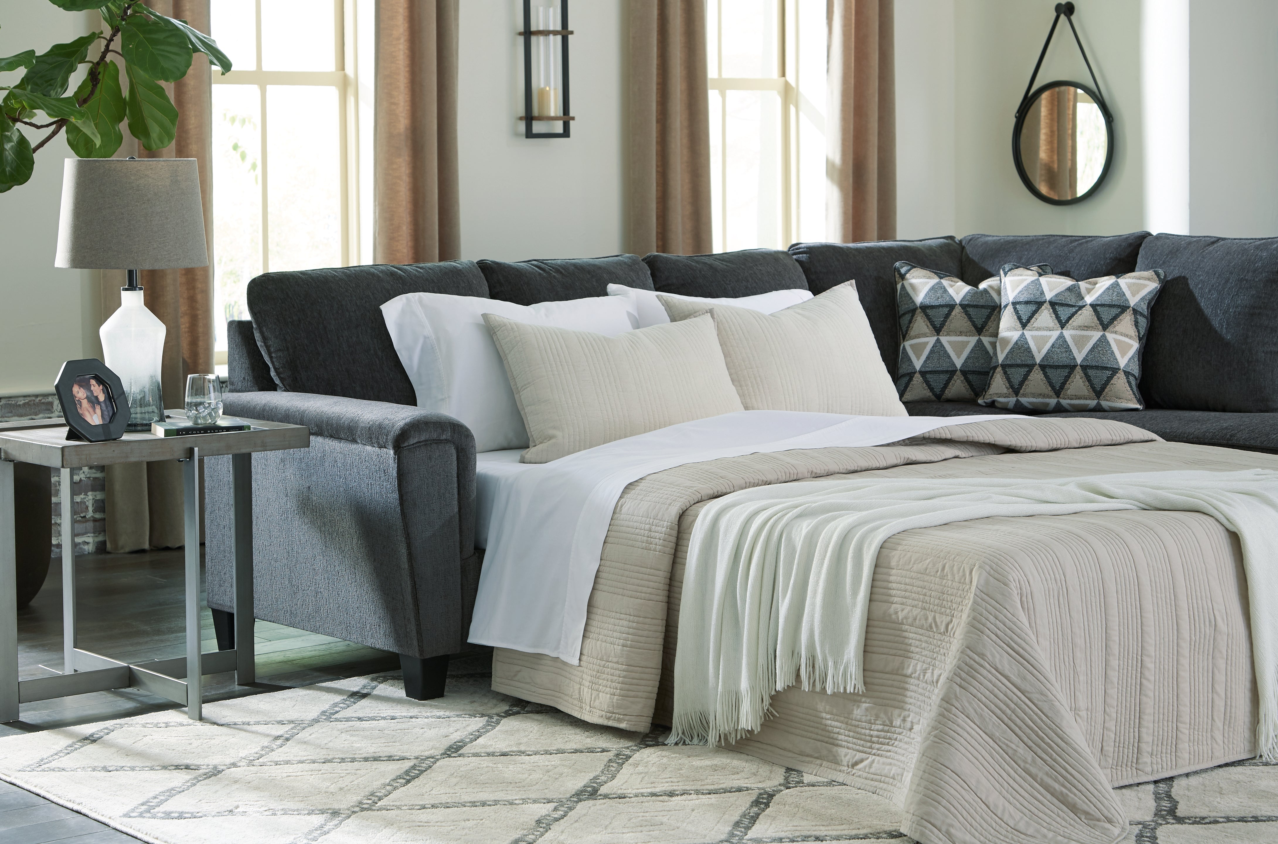 Floridian Furniture - Ashley Furniture - Abinger Sectional - LAF 2-Piece Sleeper Sectional with Chaise / Smoke - 83905S4