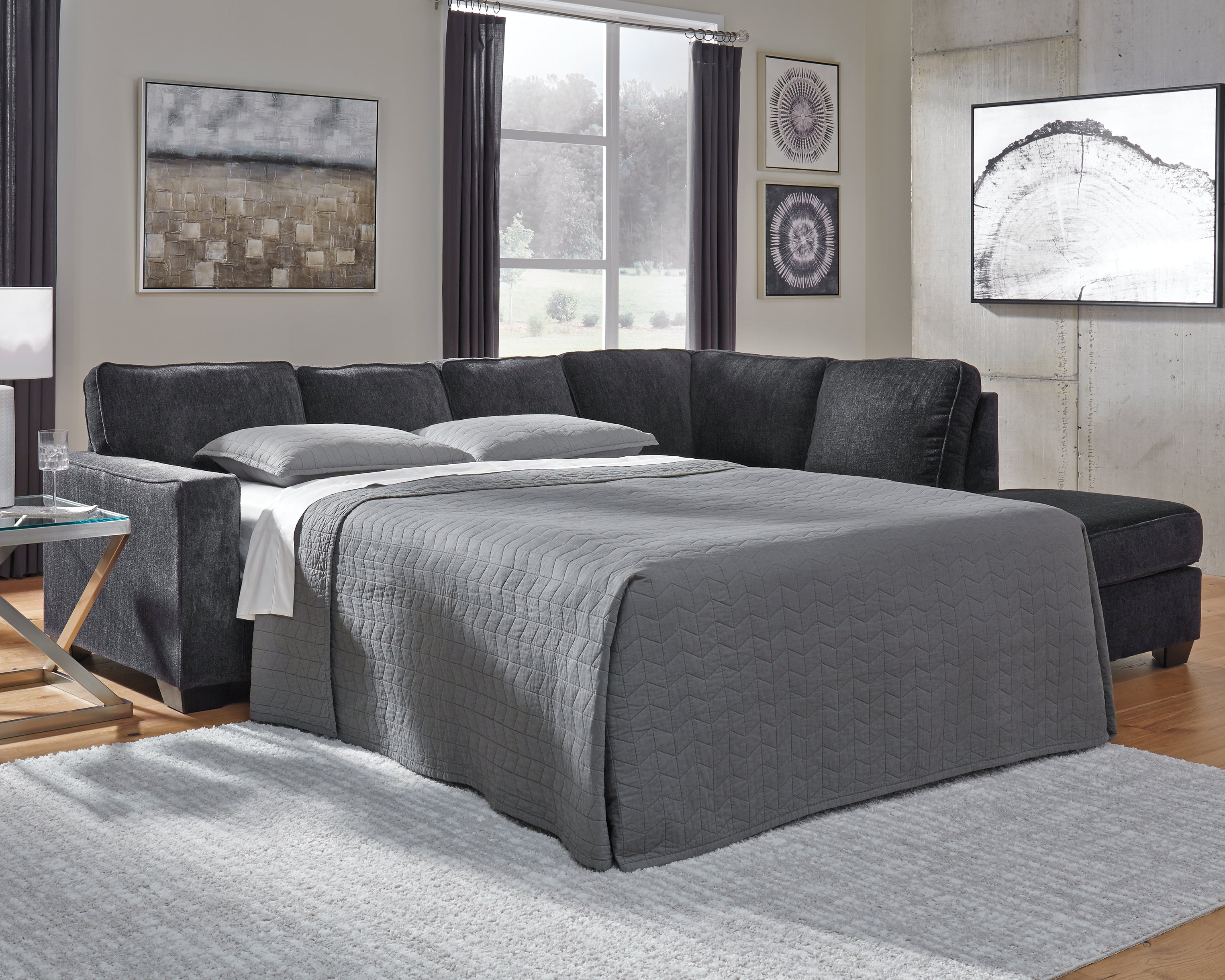 Floridian Furniture - Ashley Furniture - Altari Sectional - 2-Piece Sleeper Sectional with Chaise / Slate - 87213S3