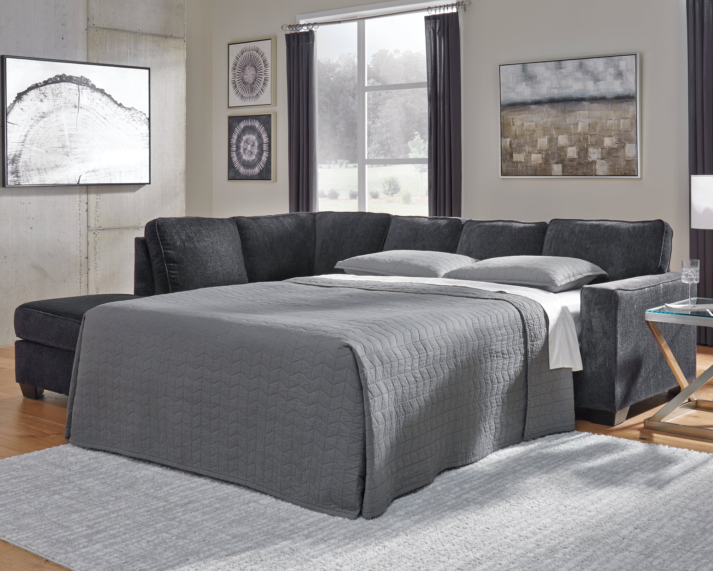 Floridian Furniture - Ashley Furniture - Altari Sectional - RAF 2-Piece Sleeper Sectional with Chaise / Slate - 87213S4