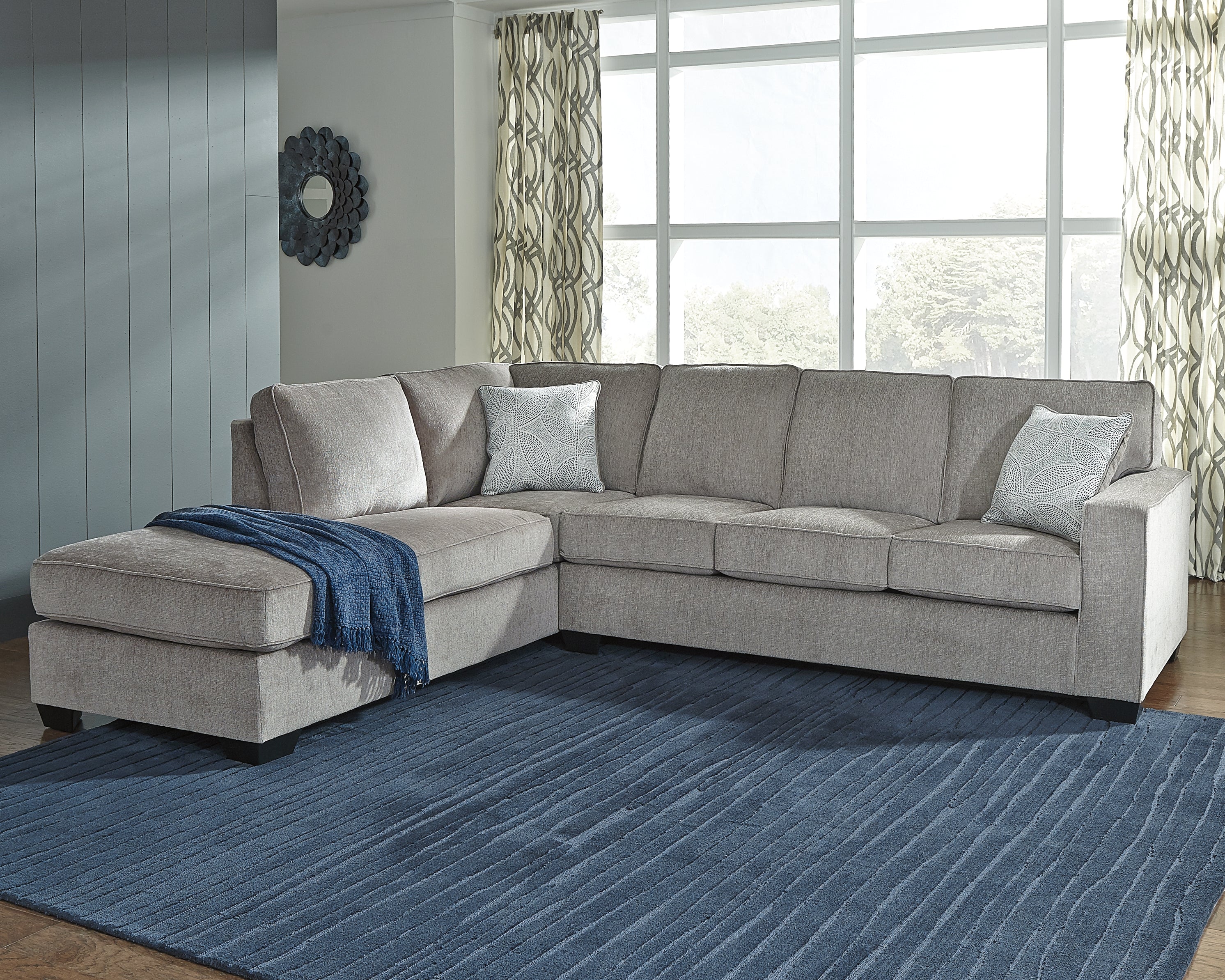 Floridian Furniture - Ashley Furniture - Altari Sectional - RAF 2-Piece Sectional with Chaise / Alloy - 87214S1