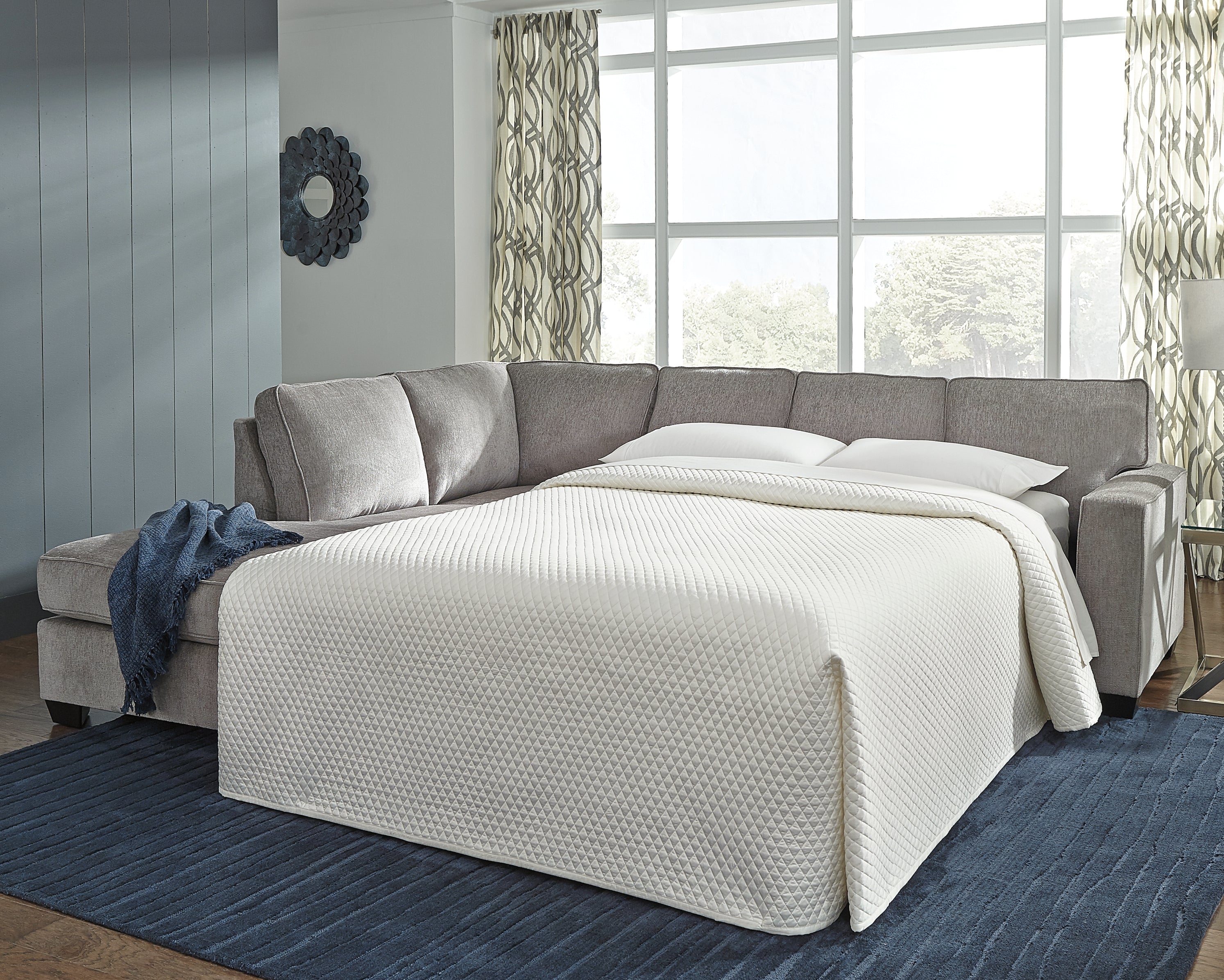 Floridian Furniture - Ashley Furniture - Altari Sectional - RAF 2-Piece Sleeper Sectional with Chaise / Alloy - 87214S4