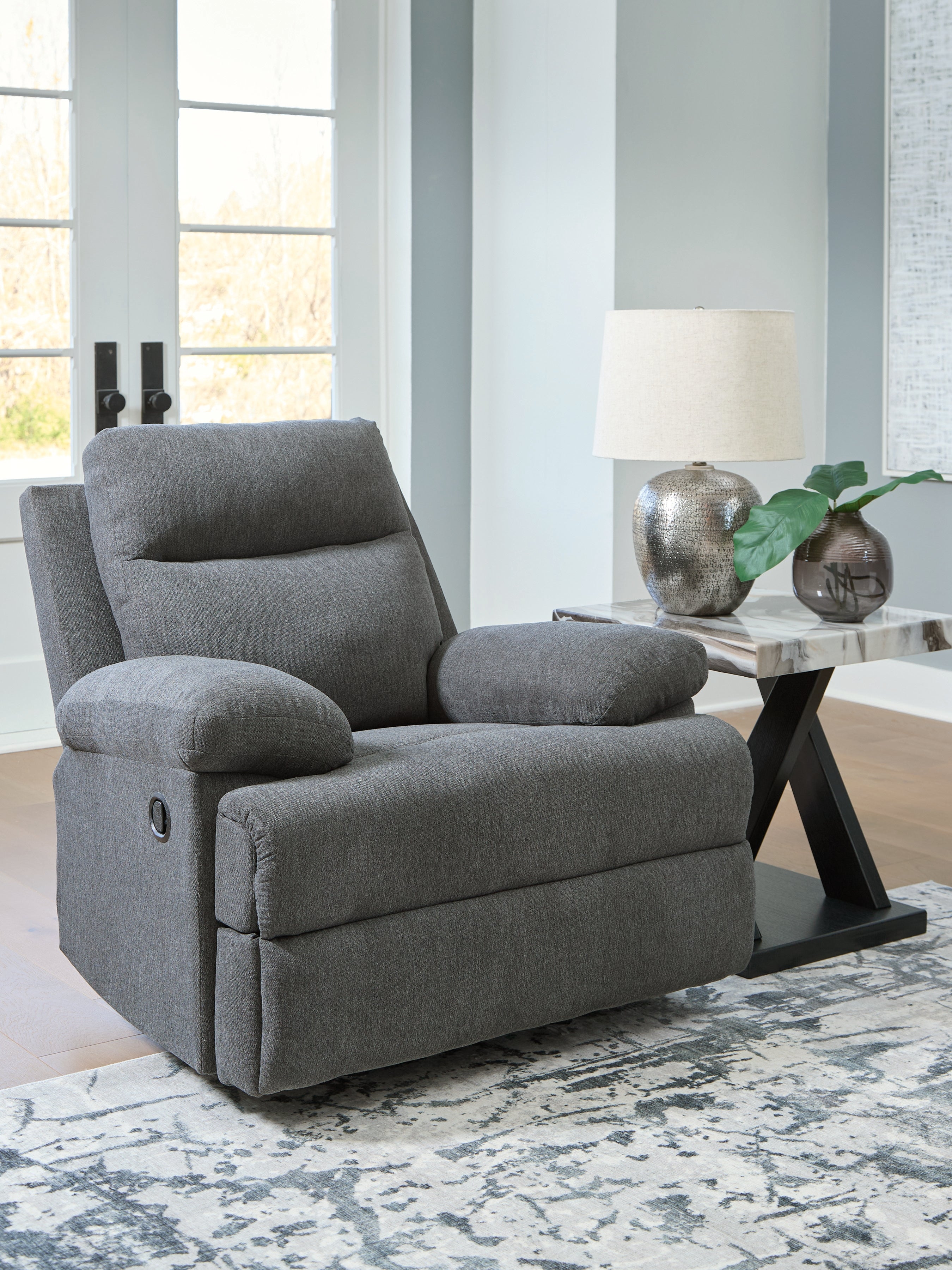 Floridian Furniture - Ashley Furniture - Side-Swipe Living Room - Rocker Recliner / Charcoal - PC9140625