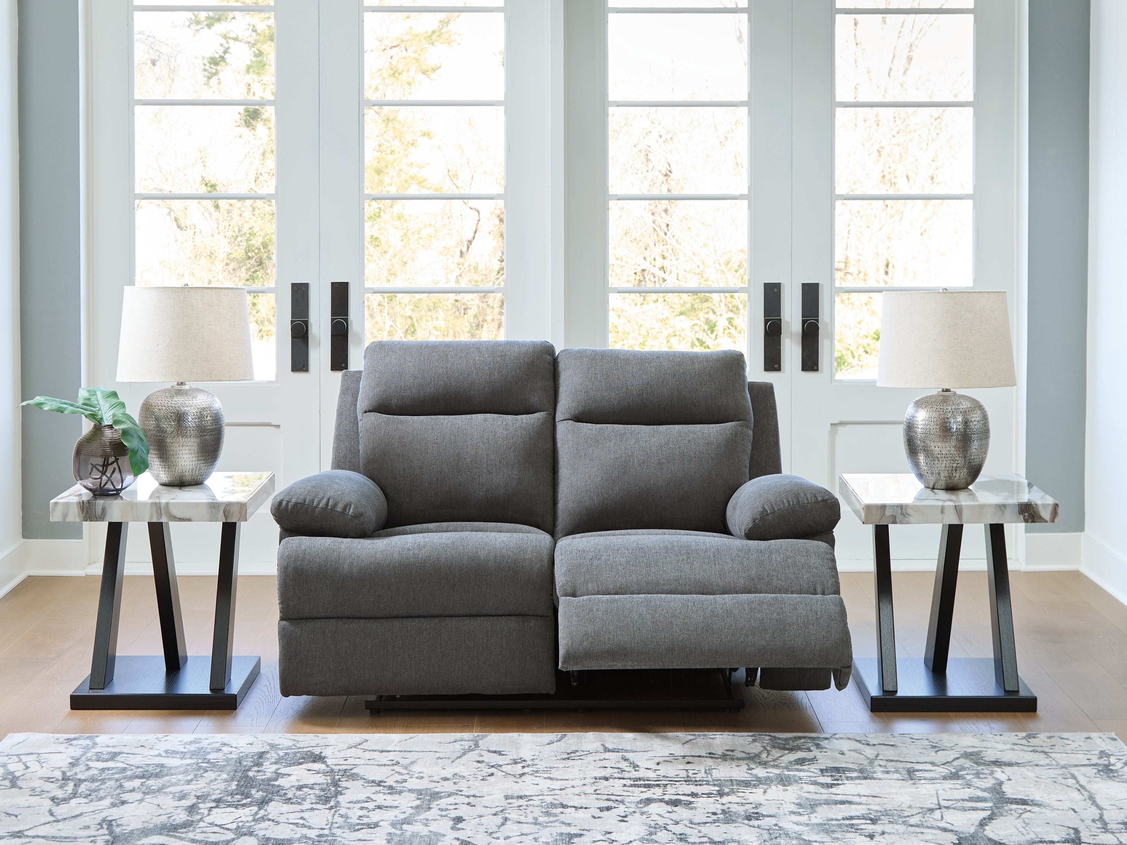 Floridian Furniture - Ashley Furniture - Side-Swipe Living Room - Reclining Loveseat / Charcoal - PC9140686