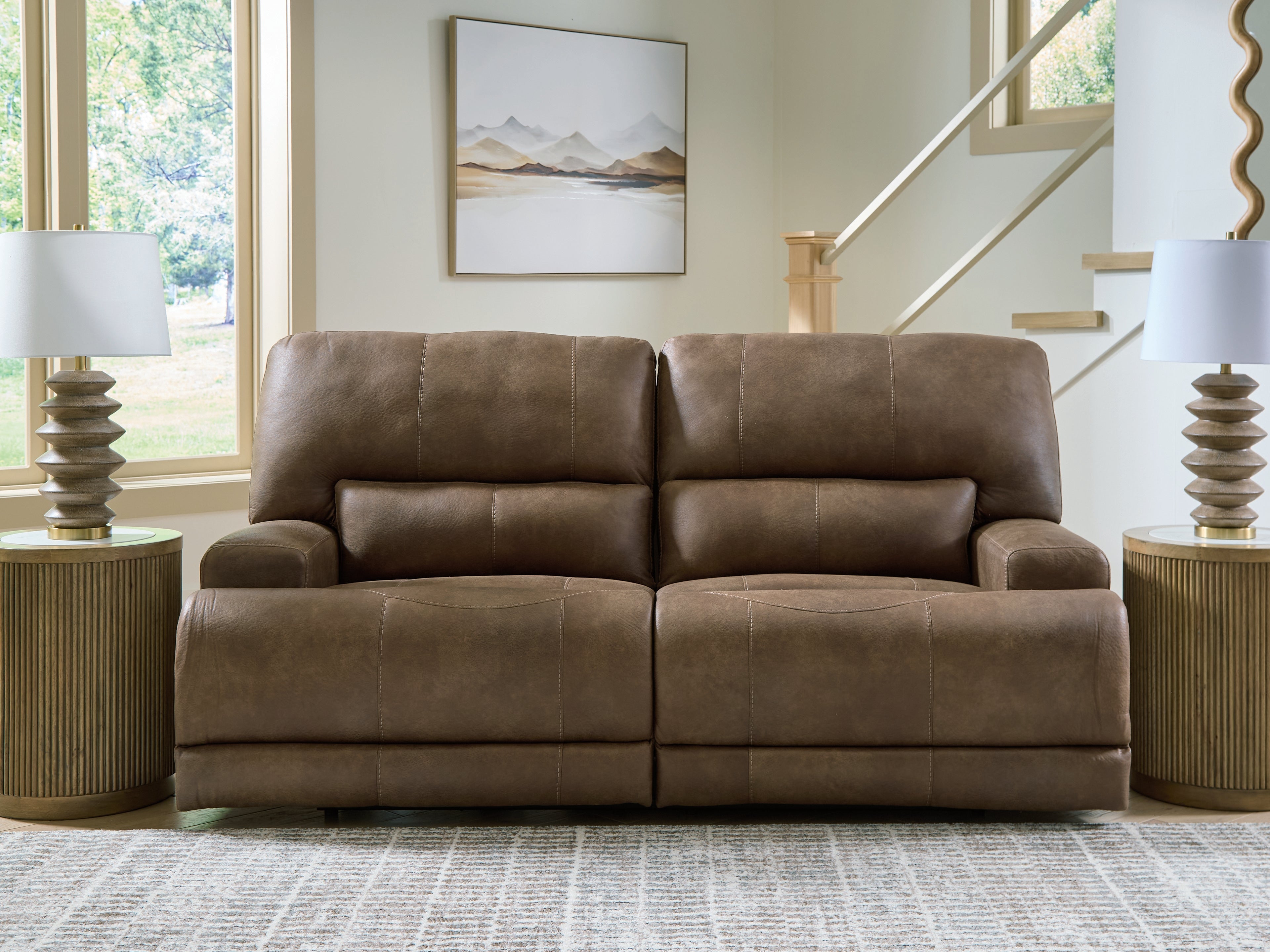 Floridian Furniture - Ashley Furniture - Beckley Place Living Room - 2 Seat PWR REC Sofa ADJ HDREST / Earth - PC9180247
