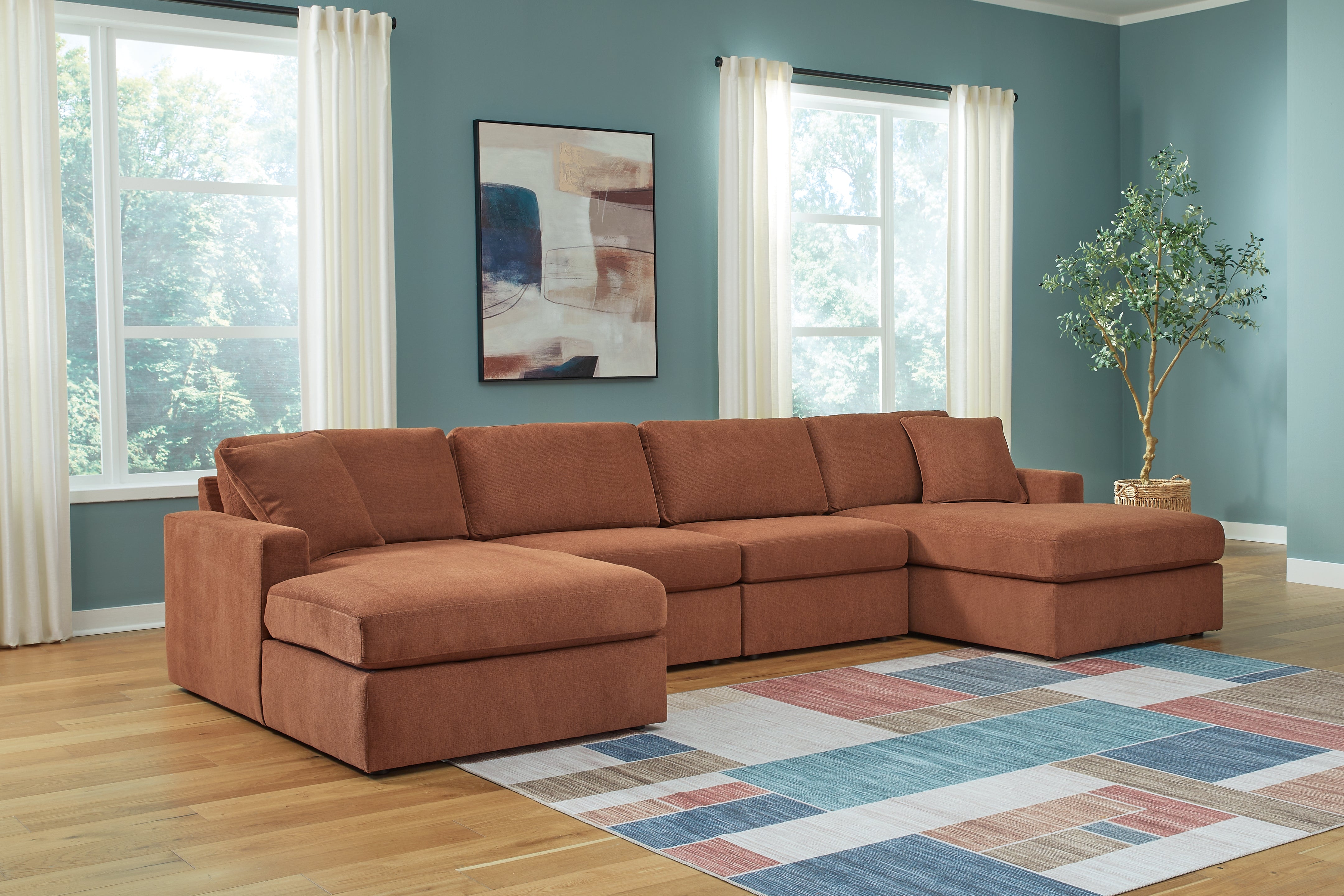 Floridian Furniture - Ashley Furniture - Modmax Sectional - RAF 4-Piece Sectional with Chaise / Spice - 92102S19