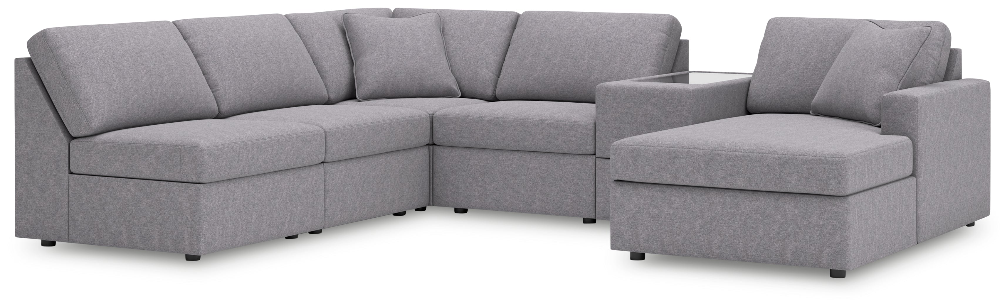 Floridian Furniture - Ashley Furniture - Modmax Sectional - 6-Piece Sectional with Chaise and Storage Console / Granite - 92104S22