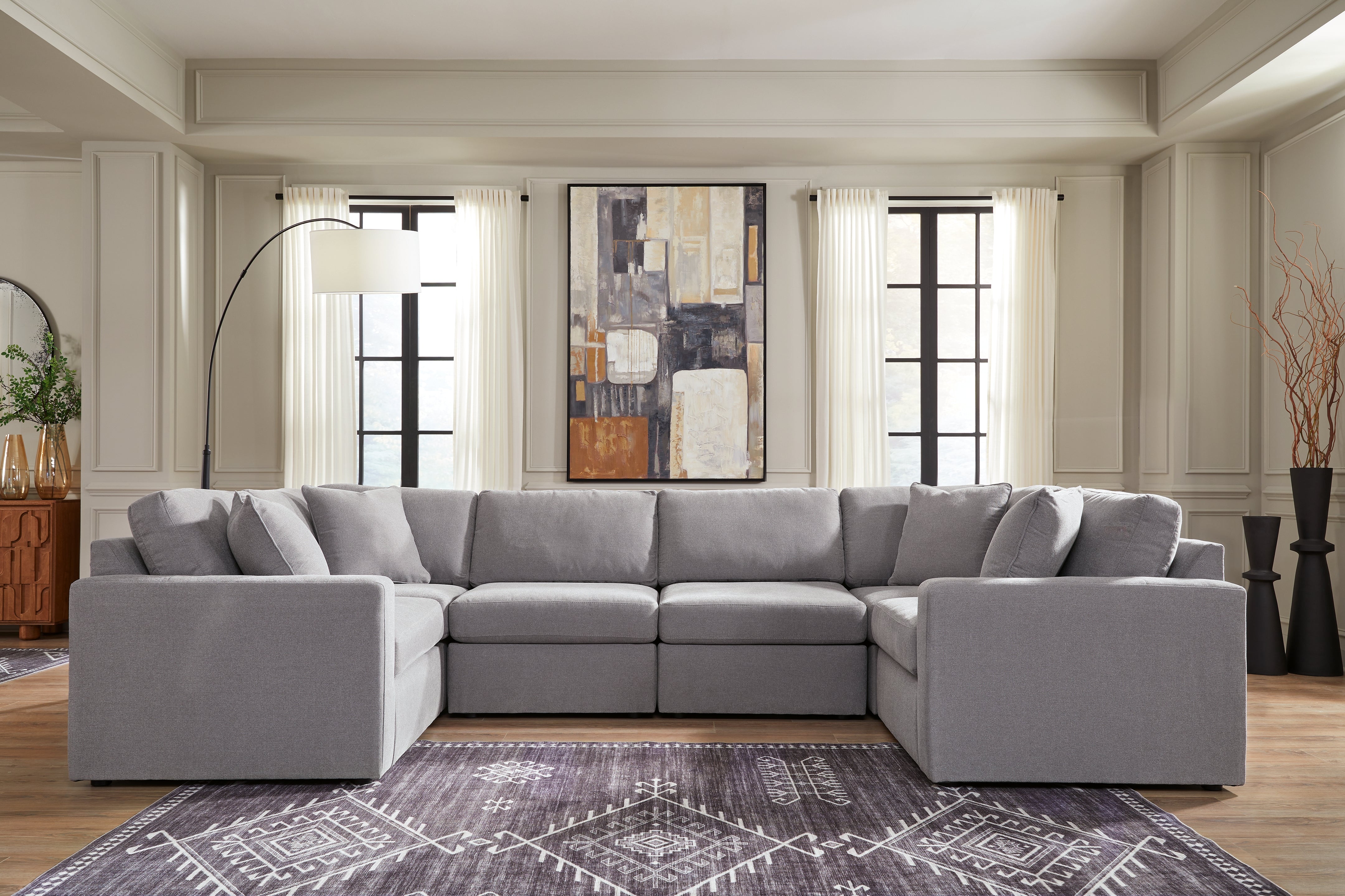 Floridian Furniture - Ashley Furniture - Modmax Sectional - RAF 6-Piece Sectional / Granite - 92104S8