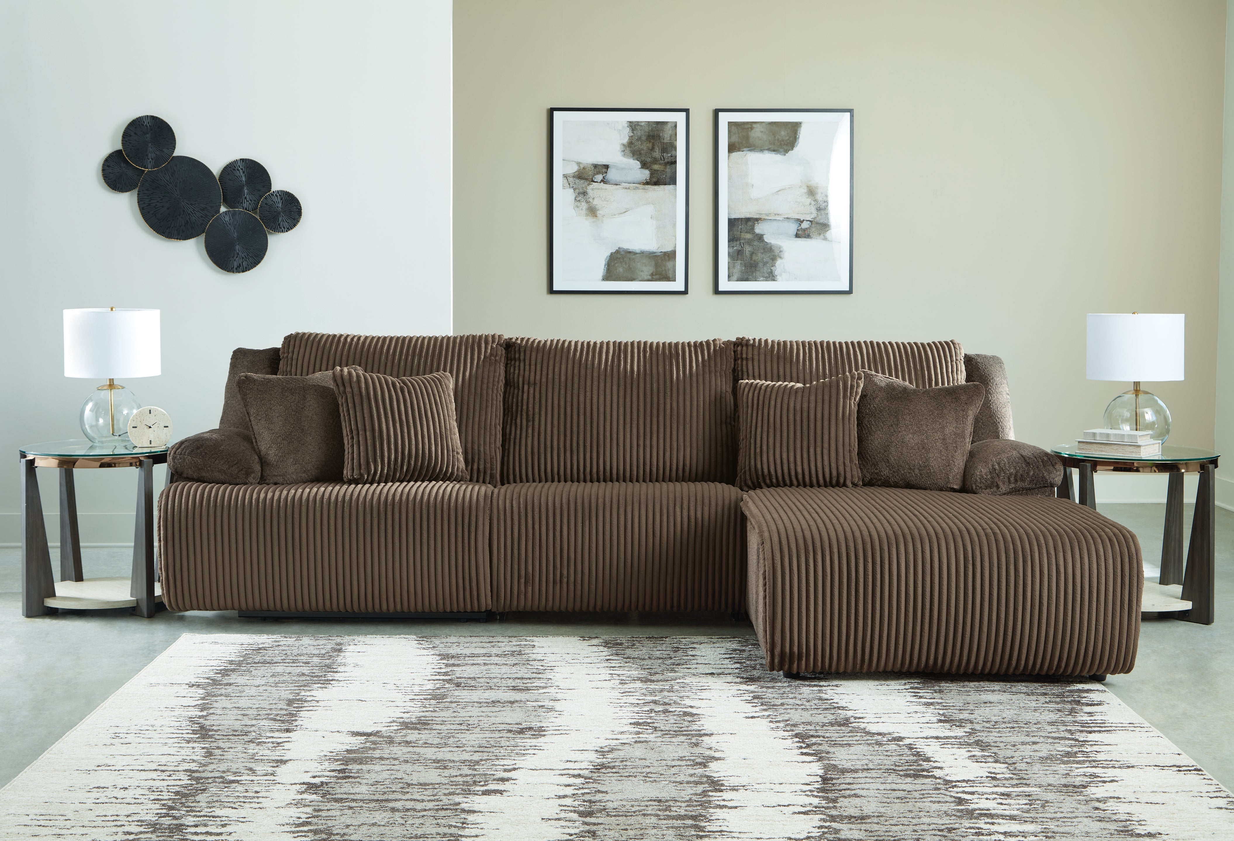 Floridian Furniture - Ashley Furniture - Top Tier Sectional - 3-Piece Sectional Sofa Chaise / Chocolate - 92705S6