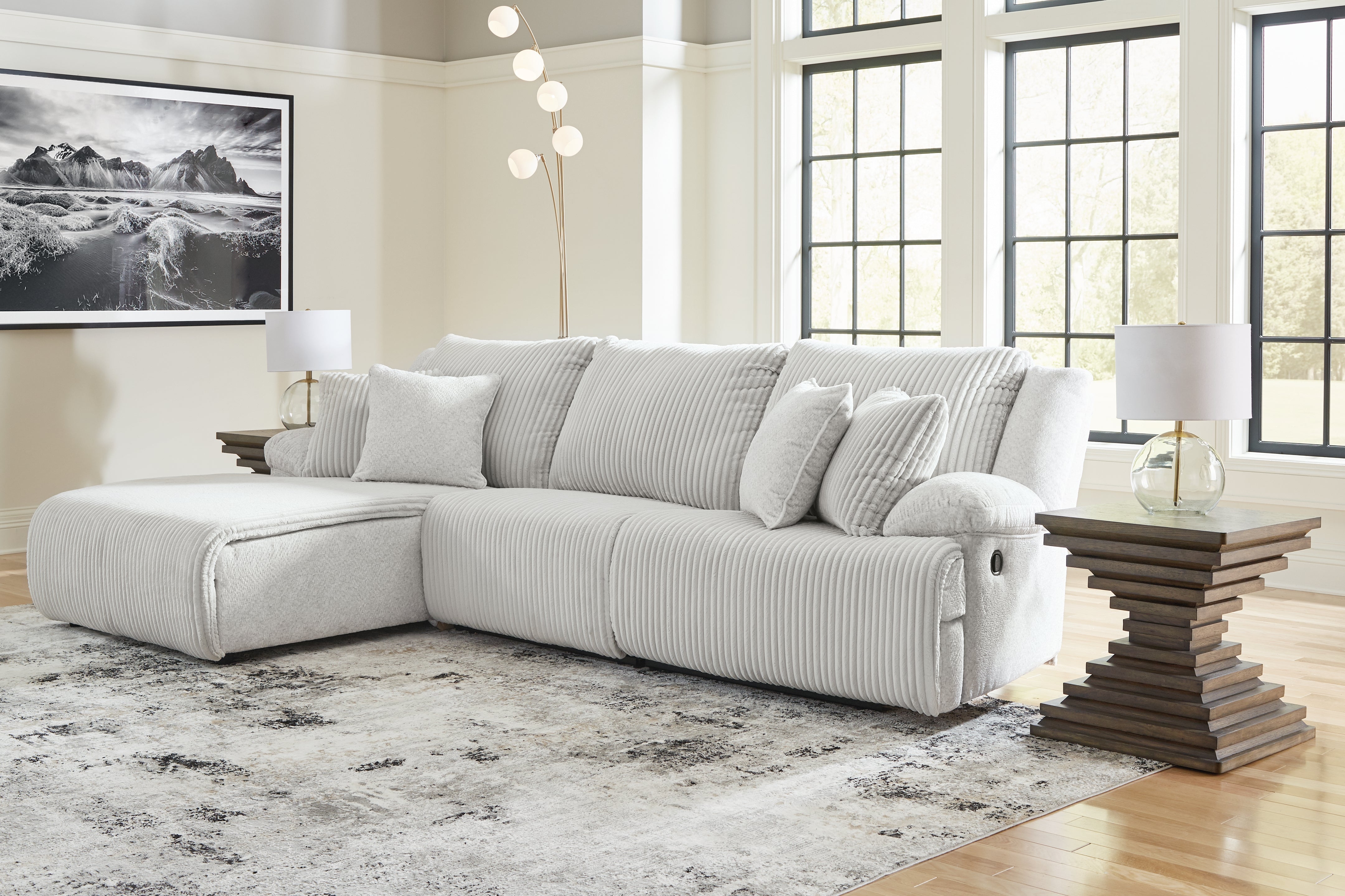 Floridian Furniture - Ashley Furniture - Top Tier Sectional - 3-Piece Sectional Sofa Chaise / Alloy - 92706S7