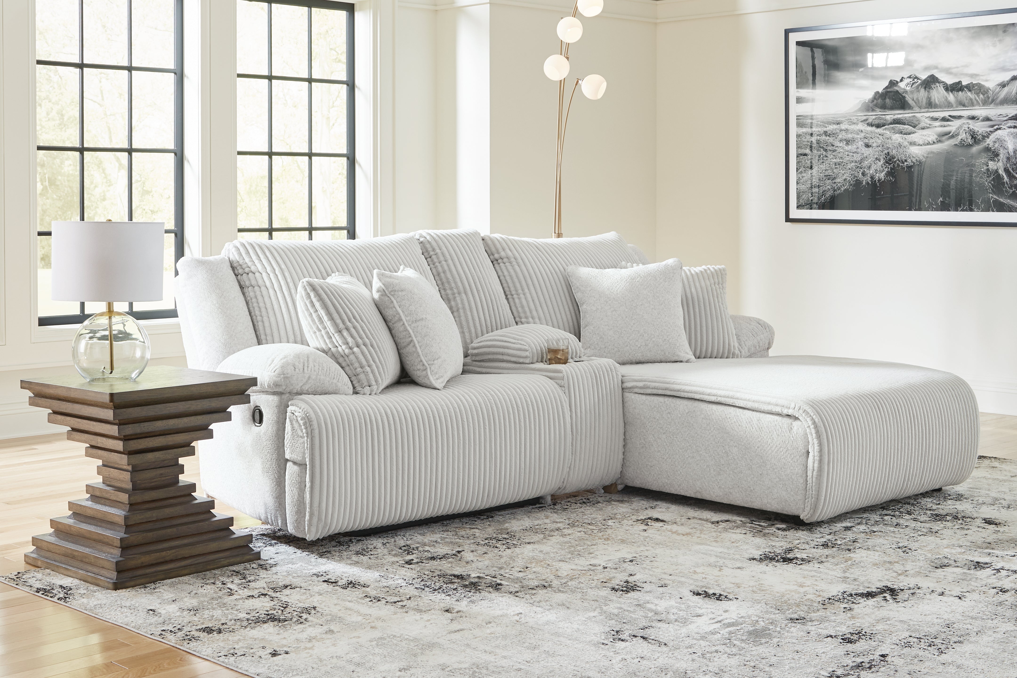 Floridian Furniture - Ashley Furniture - Top Tier Sectional - 3-Piece Reclining Sectional Sofa with Chaise / Alloy - 92706S4