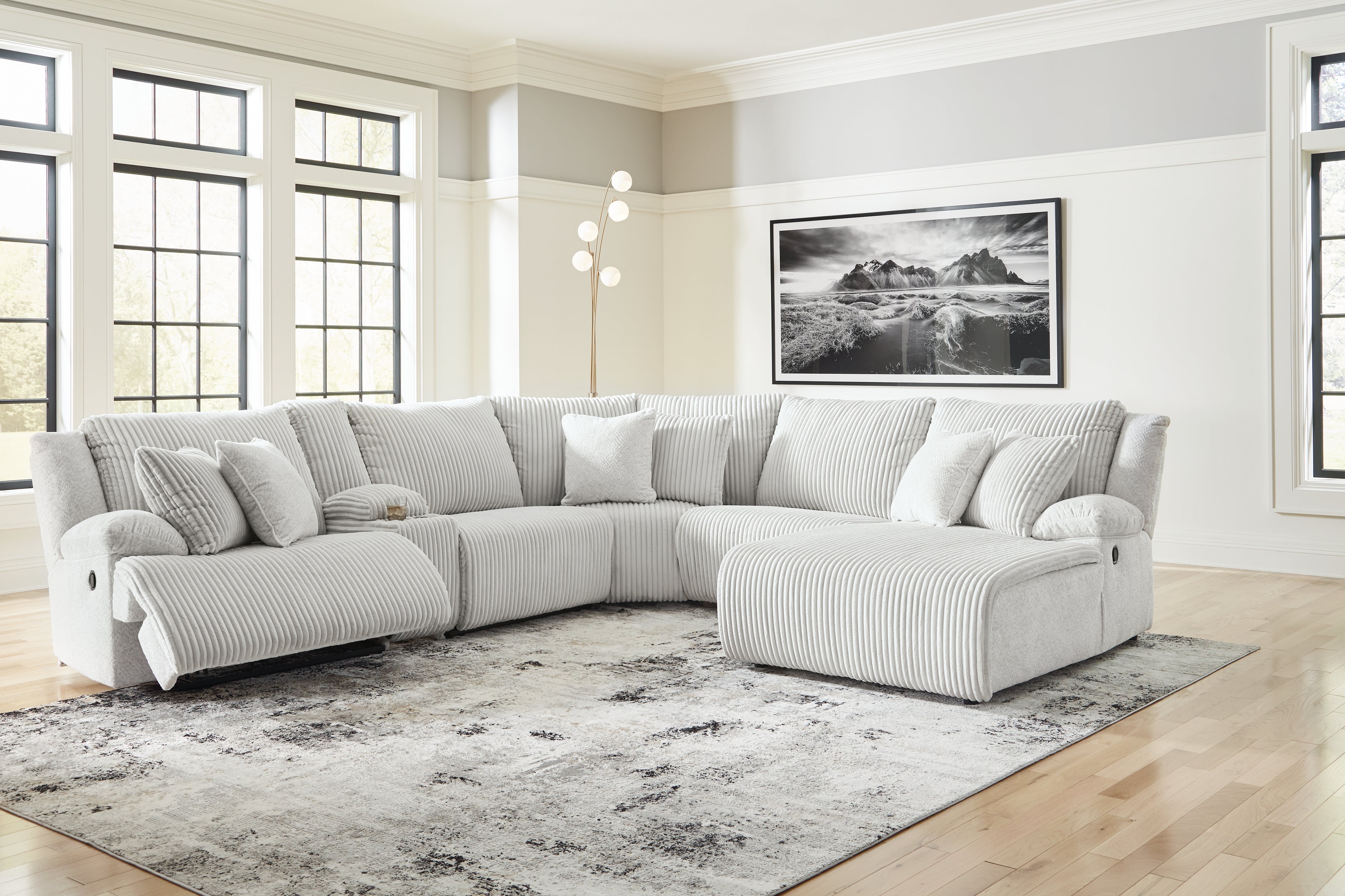 Floridian Furniture - Ashley Furniture - Top Tier Sectional - 6-Piece Reclining Sectional with Chaise / Alloy - 92706S1