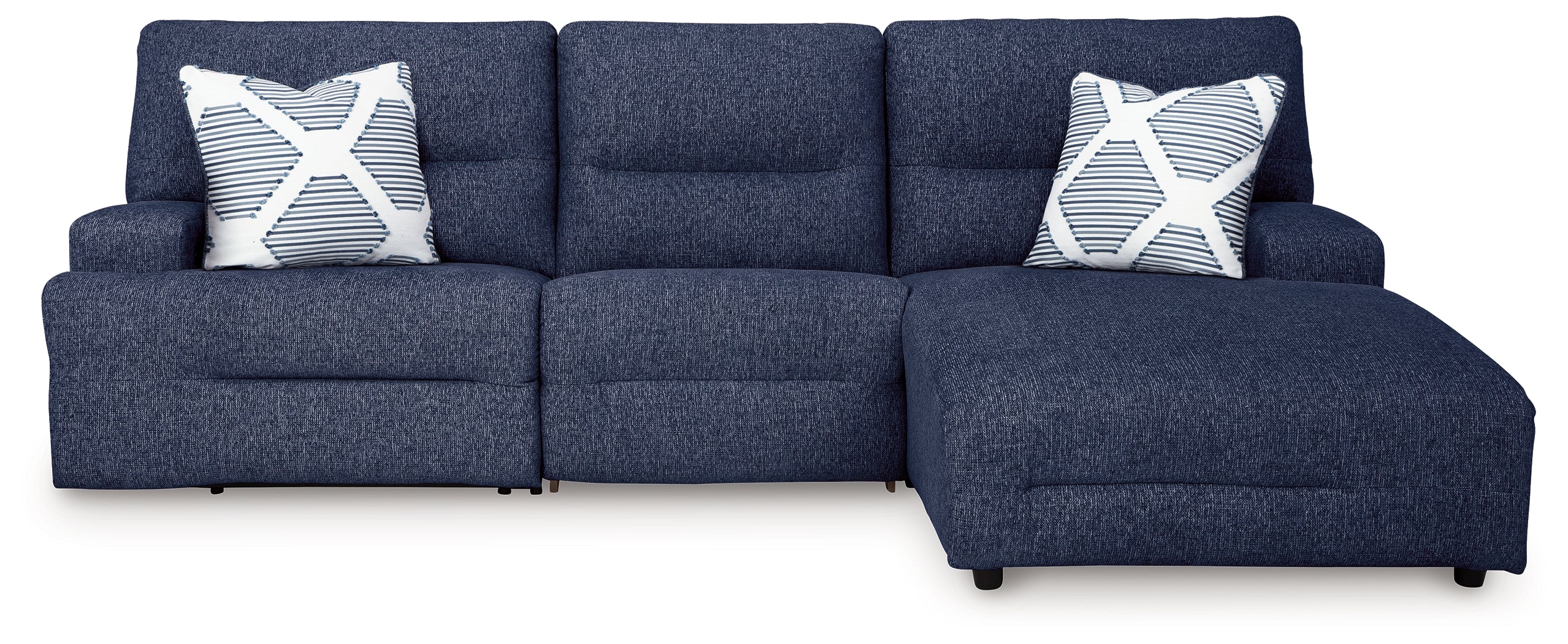 Floridian Furniture - Ashley Furniture - Acklen Place Sectional - 3-Piece Power Reclining Sectional / Navy - 93607S6