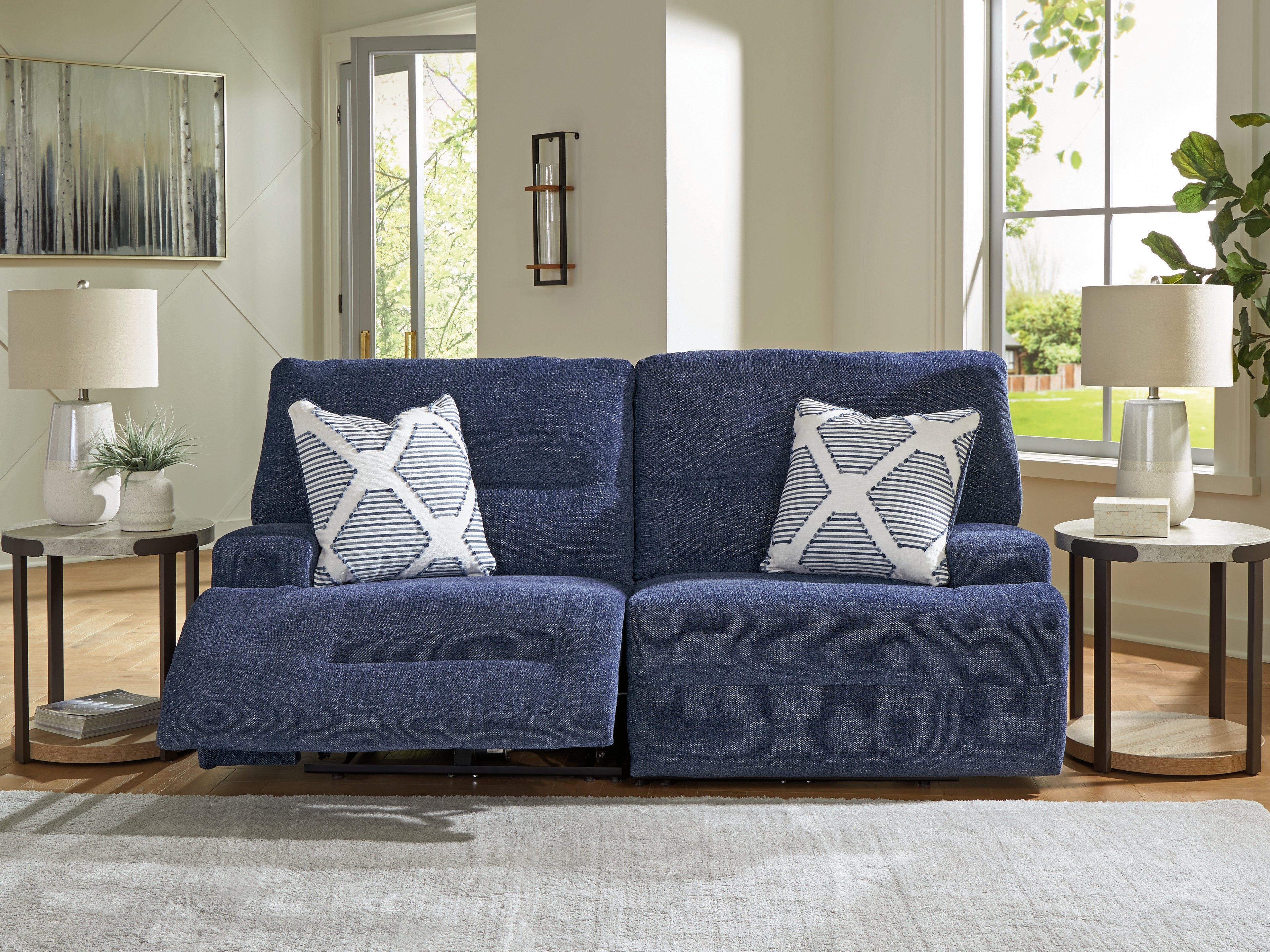 Floridian Furniture - Ashley Furniture - Acklen Place Sectional - 2-Piece Power Reclining Sectional / Navy - 93607S16
