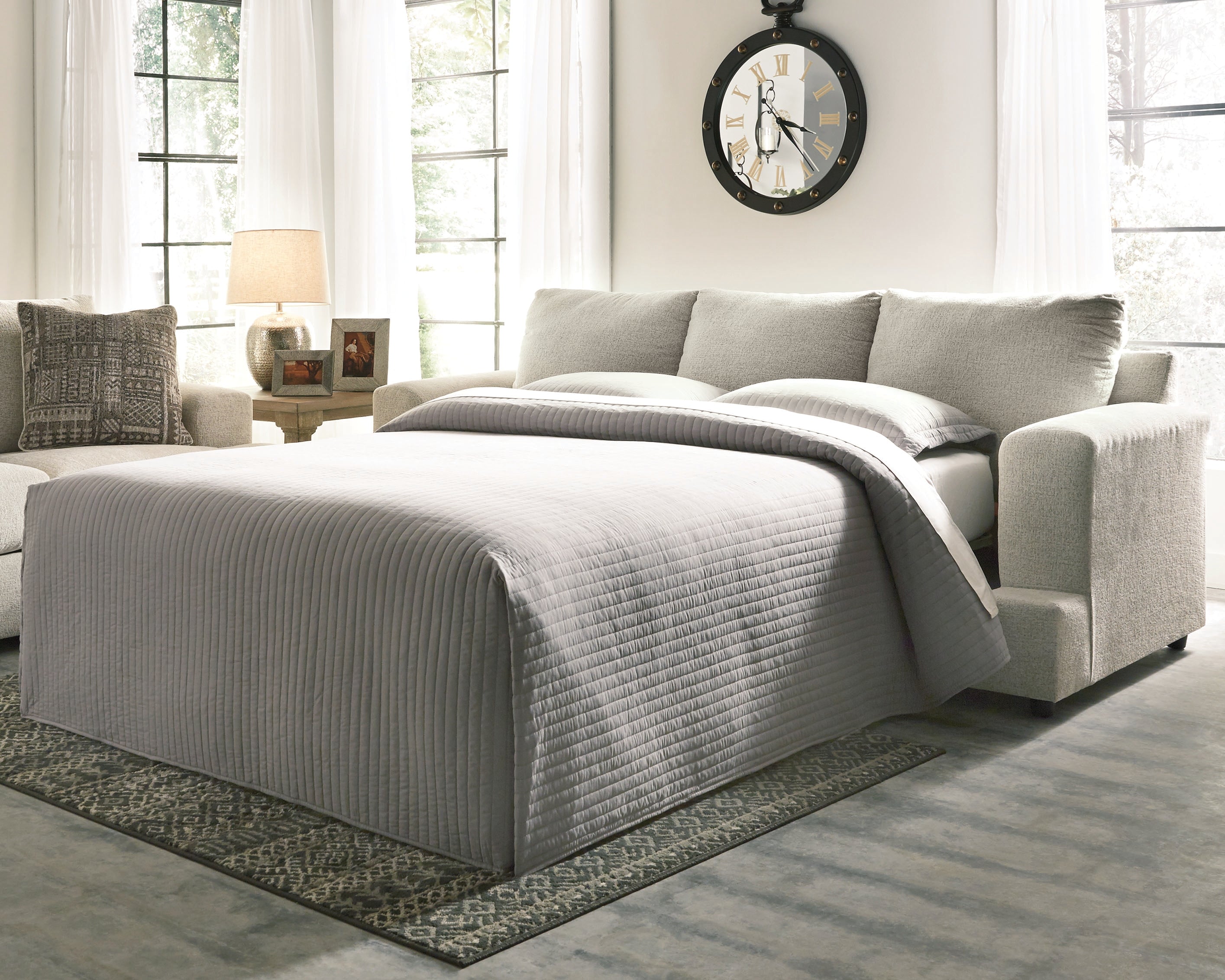 Floridian Furniture - Ashley Furniture - Soletren Living Room - Queen Sofa Sleeper / Stone - 9510439