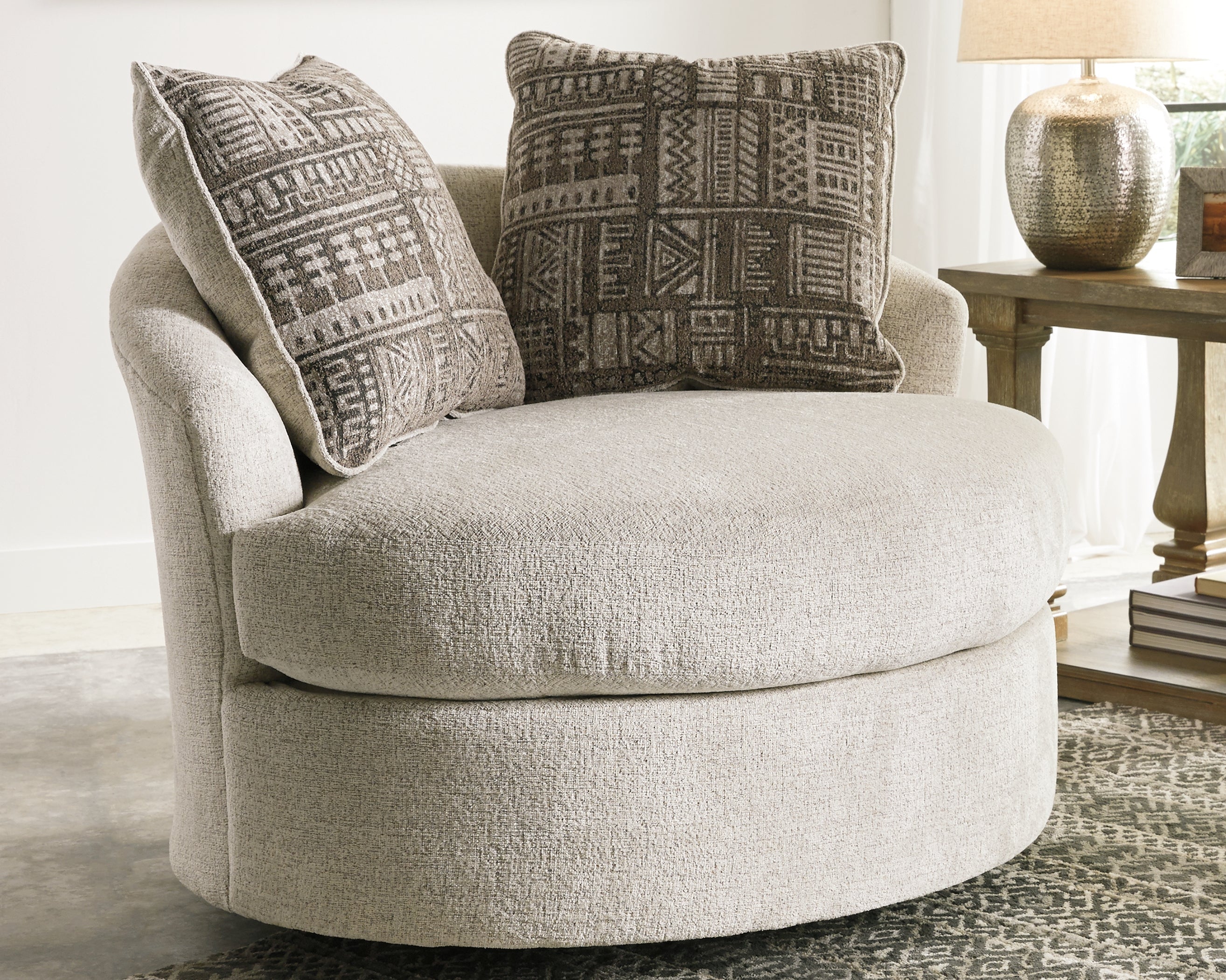 Floridian Furniture - Ashley Furniture - Soletren Living Room - Swivel Accent Chair / Stone - 9510444