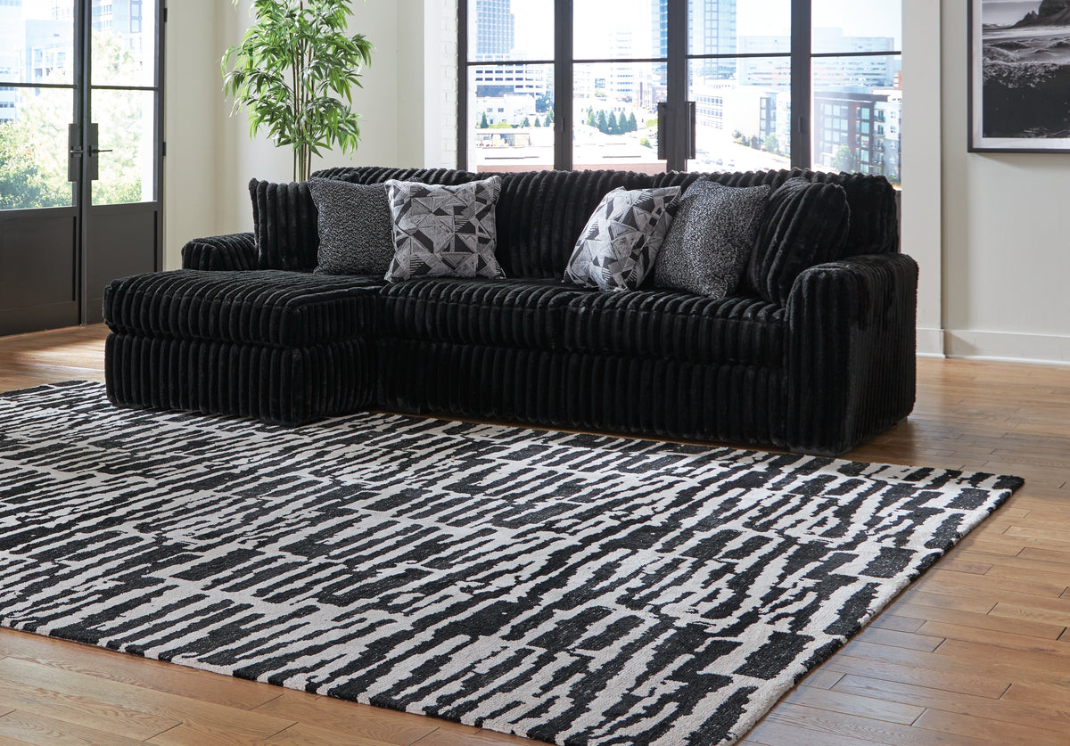 Floridian Furniture - Ashley Furniture - Midnight-Madness Sectional - LAF 3-Piece Sectional with Chaise / Onyx - 98103S9