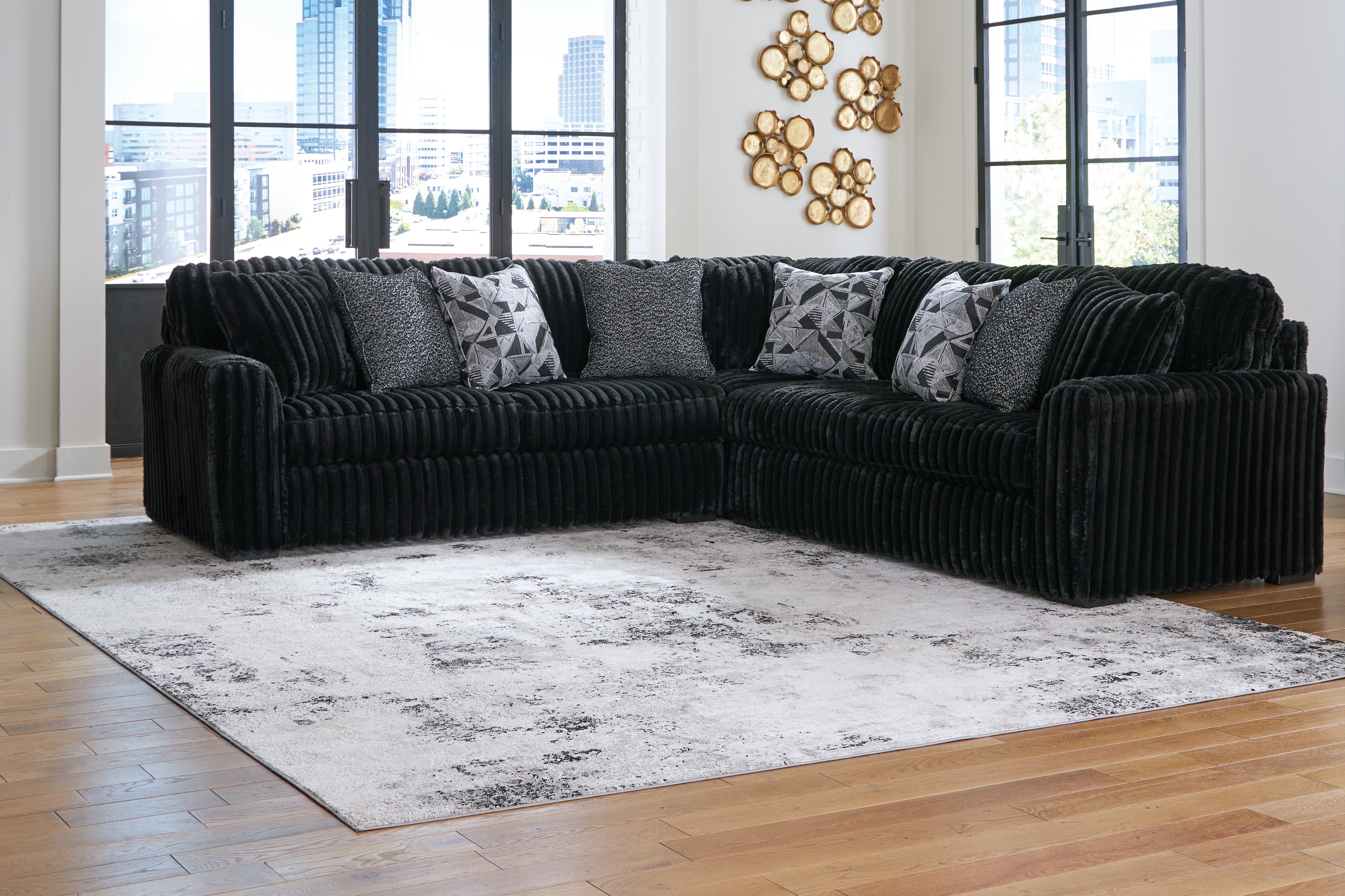 Floridian Furniture - Ashley Furniture - Midnight-Madness Sectional - LAF 3-Piece Sectional / Onyx - 98103S6
