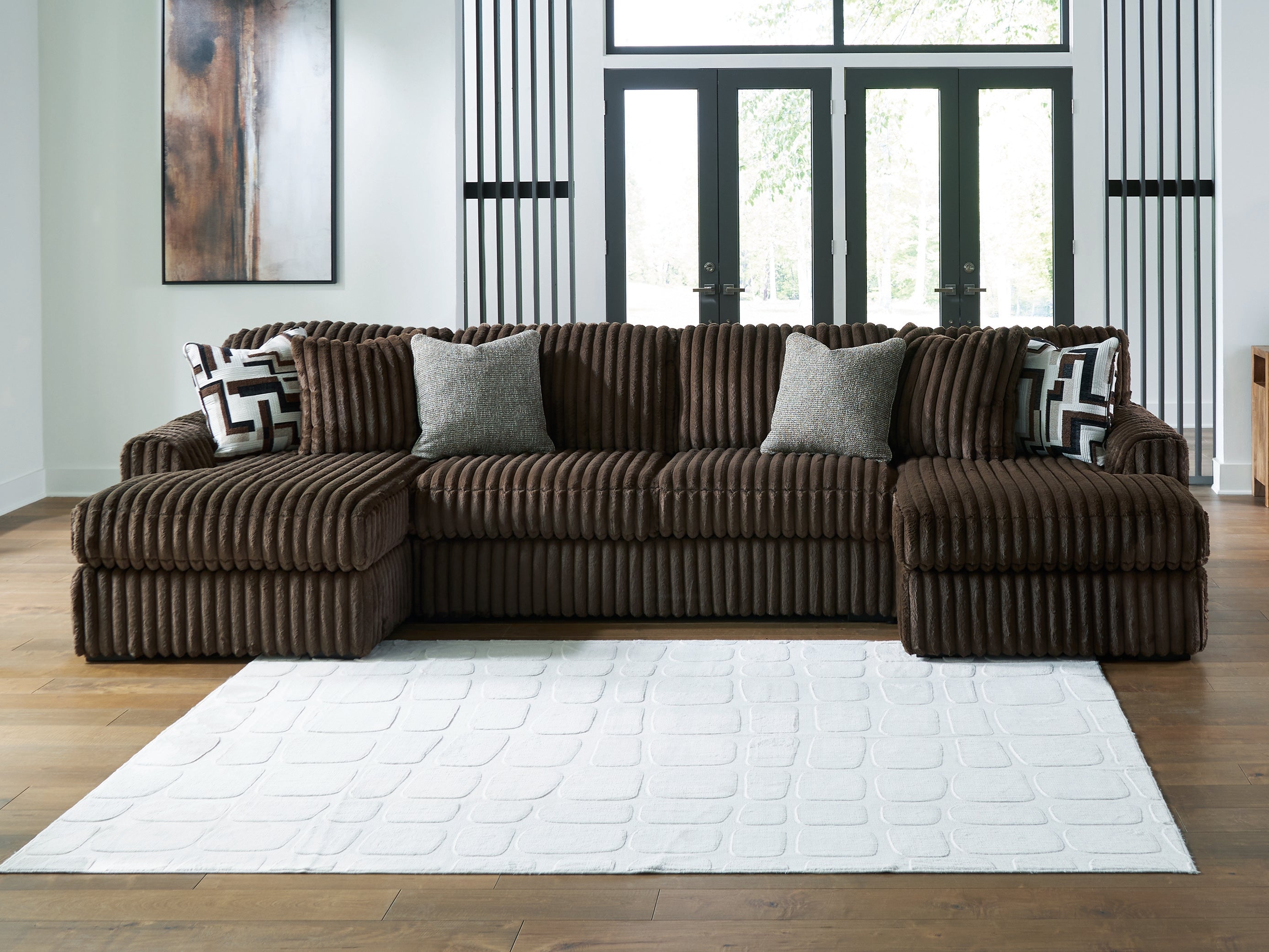 Floridian Furniture - Ashley Furniture - Midnight-Madness Sectional - RAF 3-Piece Sectional with Chaise / Chocolate - 98104S5