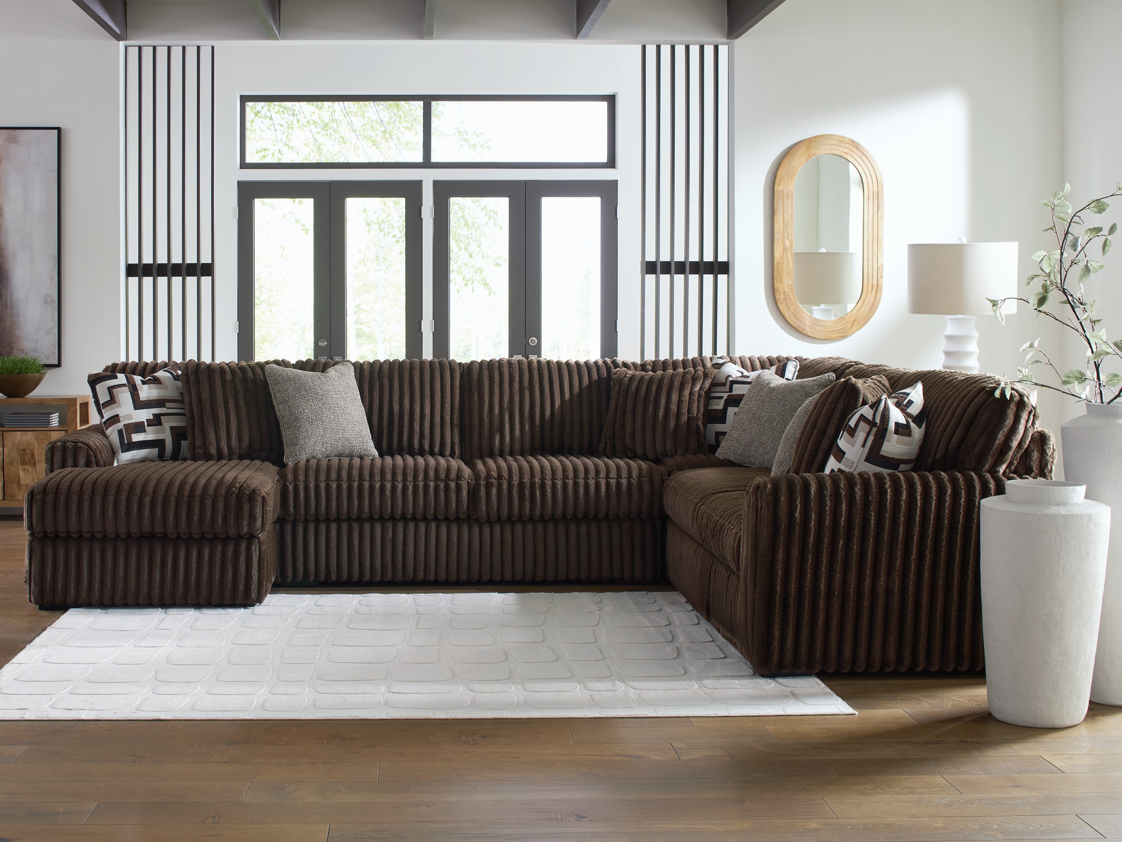 Floridian Furniture - Ashley Furniture - Midnight-Madness Sectional - RAF 4-Piece Sectional with Chaise / Chocolate - 98104S4