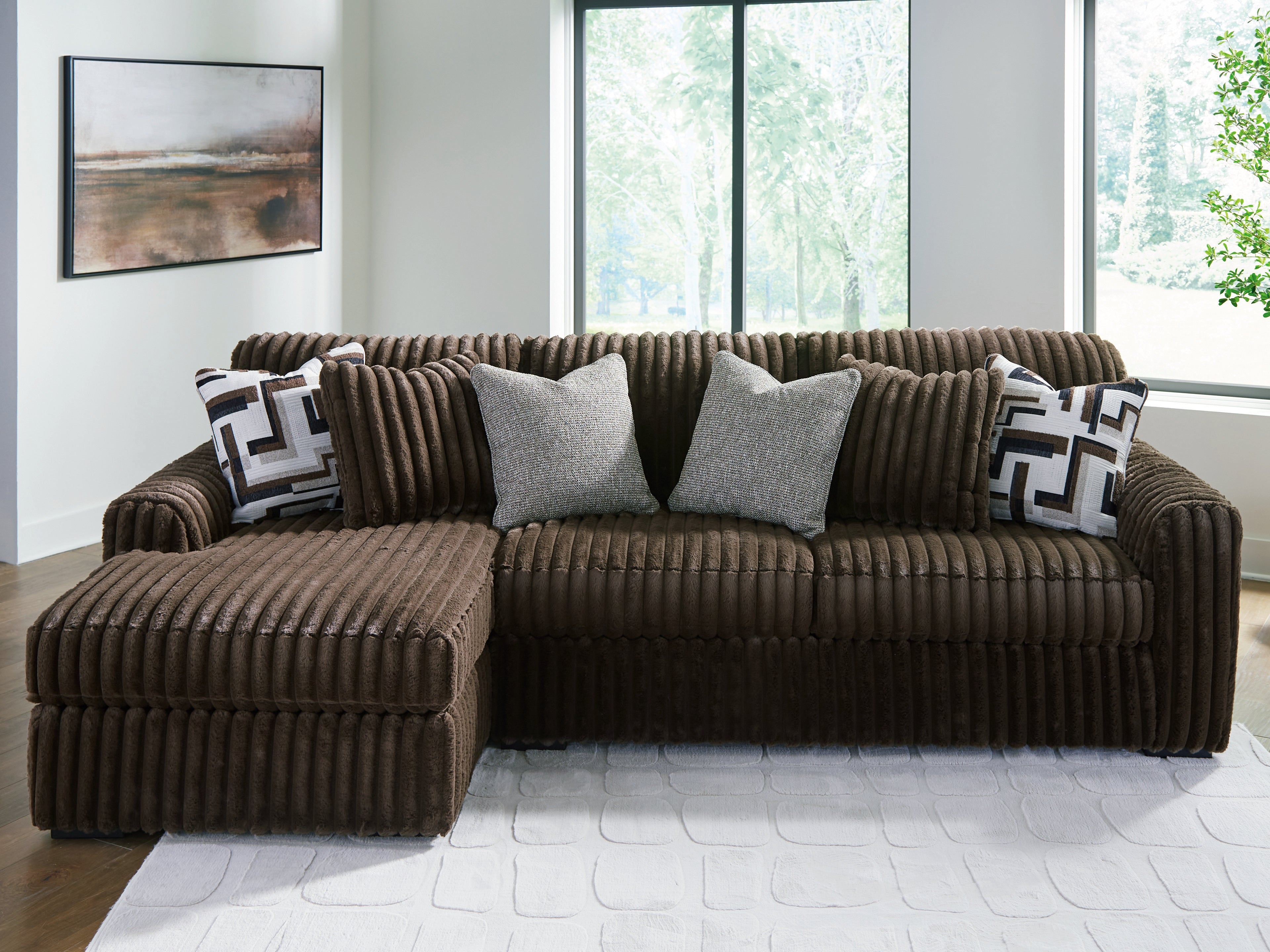 Floridian Furniture - Ashley Furniture - Midnight-Madness Sectional - RAF 2-Piece Sectional Sofa with Chaise / Chocolate - 98104S1