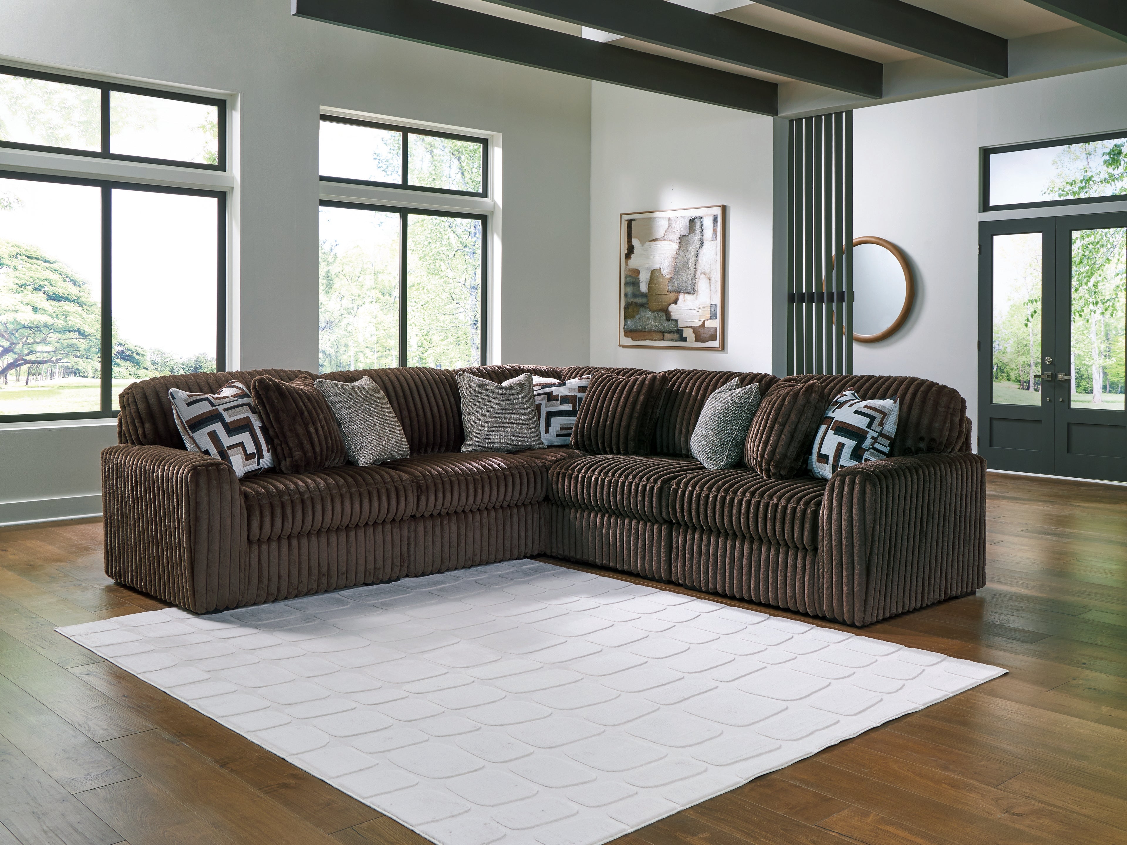 Floridian Furniture - Ashley Furniture - Midnight-Madness Sectional - RAF 5-Piece Sectional / Chocolate - 98104S26
