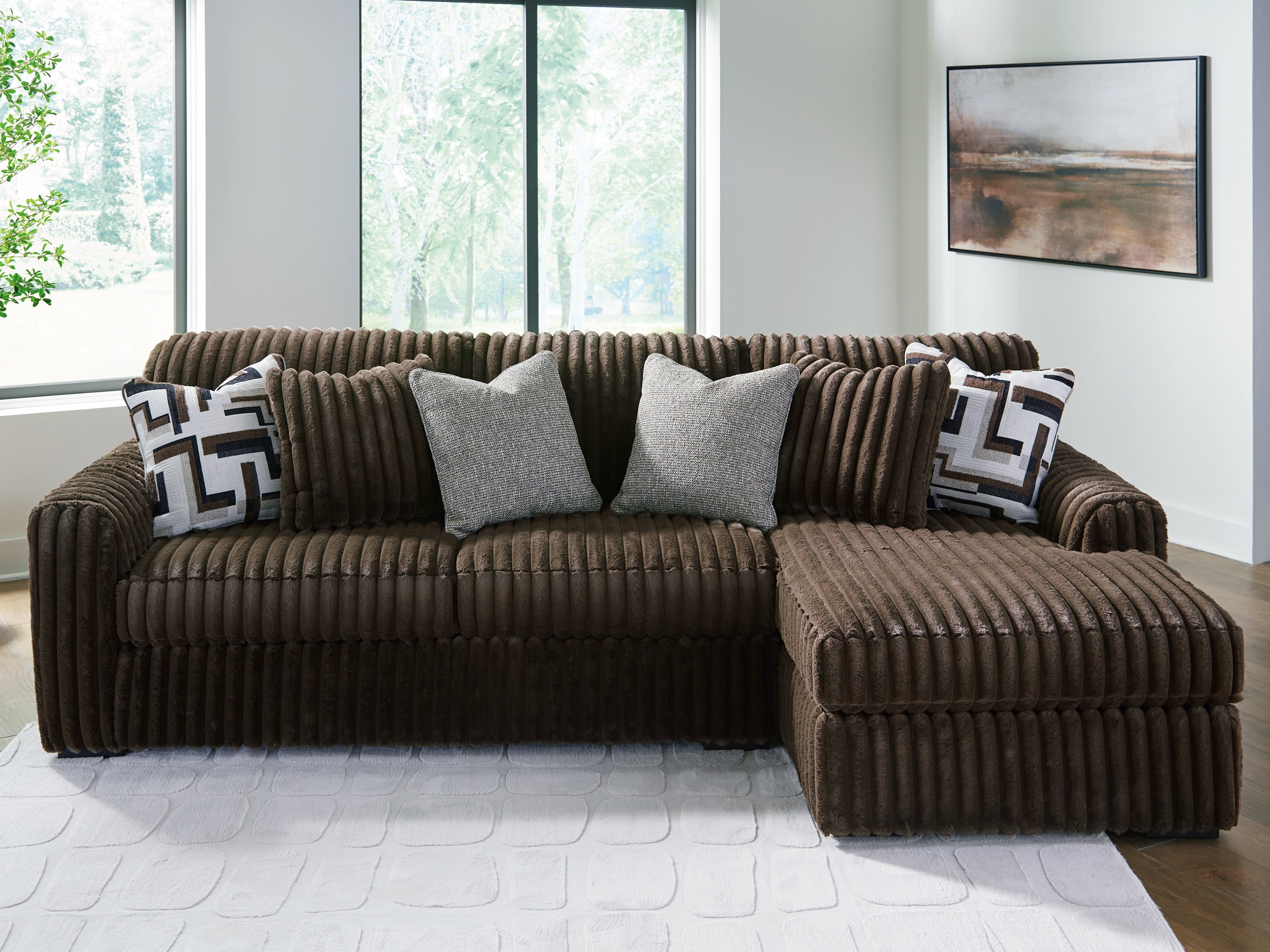 Floridian Furniture - Ashley Furniture - Midnight-Madness Sectional - LAF 2-Piece Sectional Sofa with Chaise / Chocolate - 98104S2