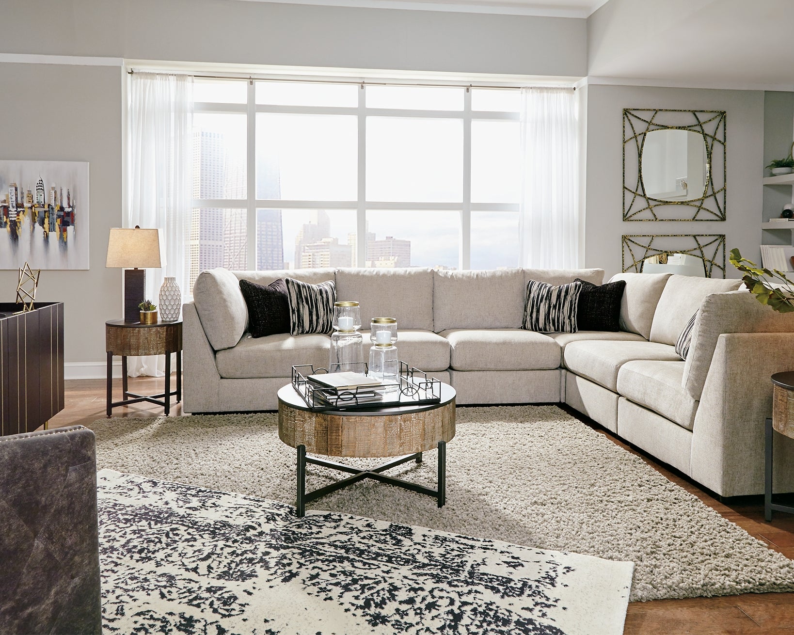 Floridian Furniture - Ashley Furniture - Kellway Sectional - 6-Piece Sectional / Bisque - 98707S3