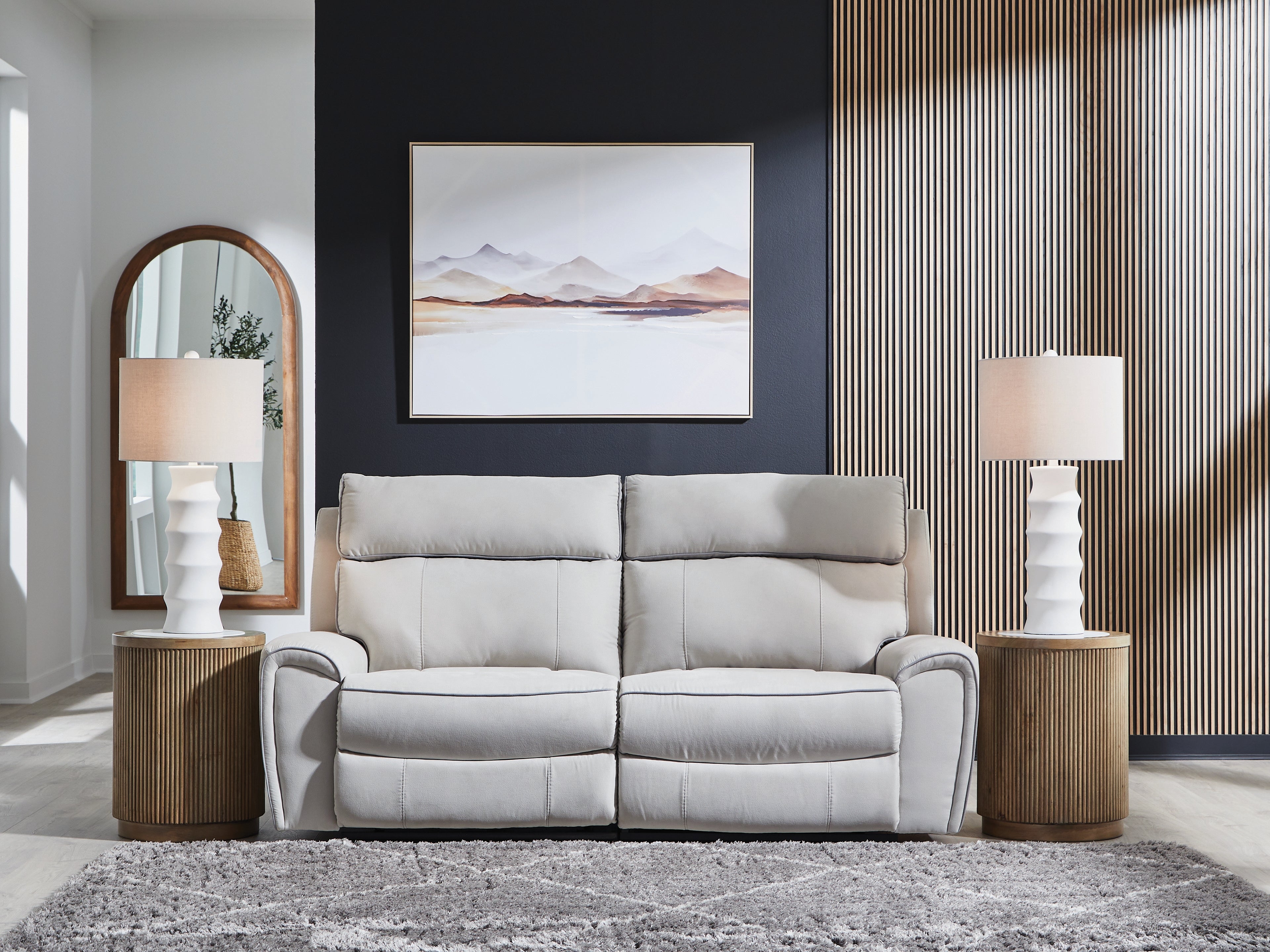 Floridian Furniture - Ashley Furniture - Social Pointe Sectional - 2-Piece Reclining Loveseat / Pearl/Ash - PC98802S21