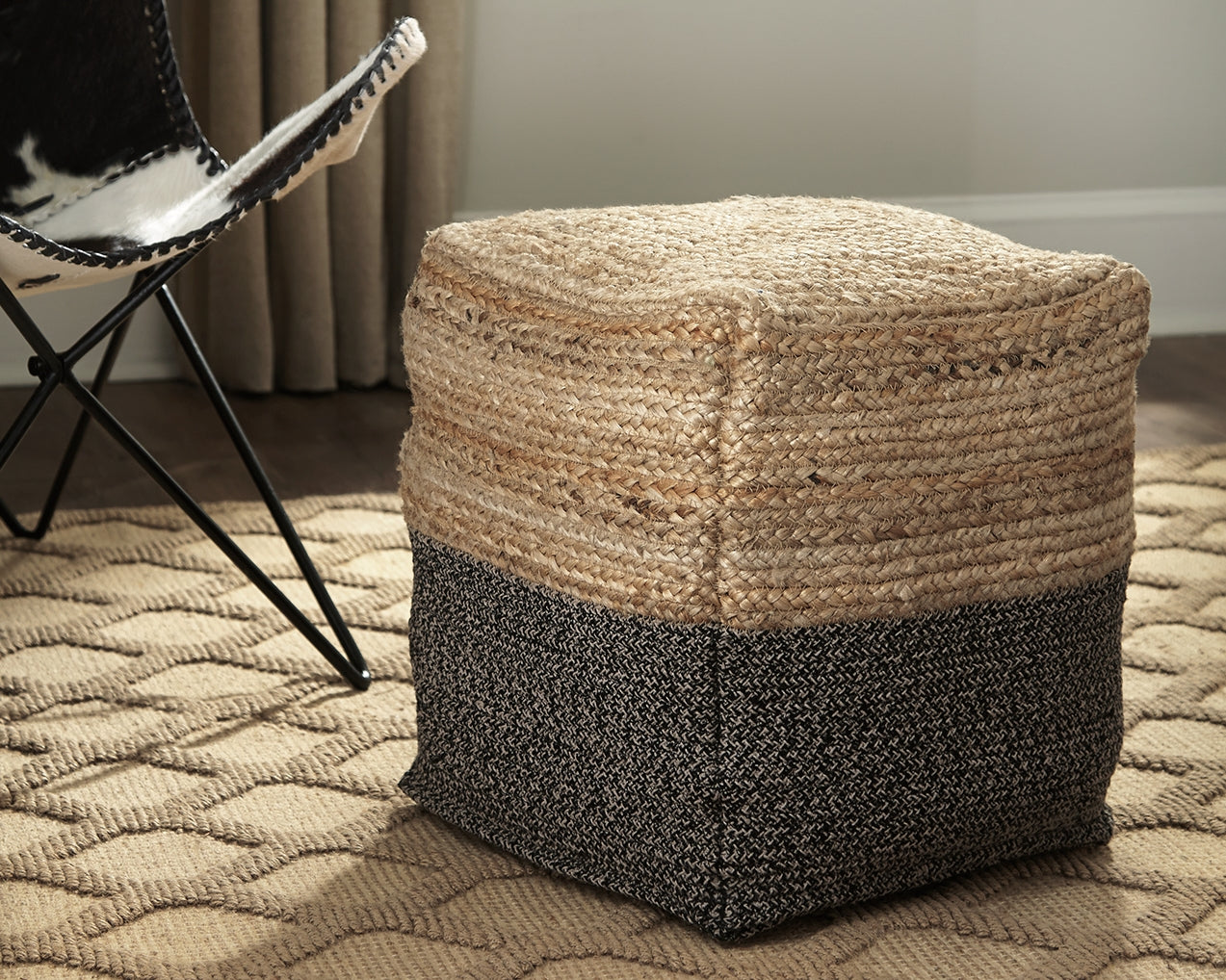 Floridian Furniture - Ashley Furniture - Sweed Valley Pouf - Pouf / Natural/Black - A1000422