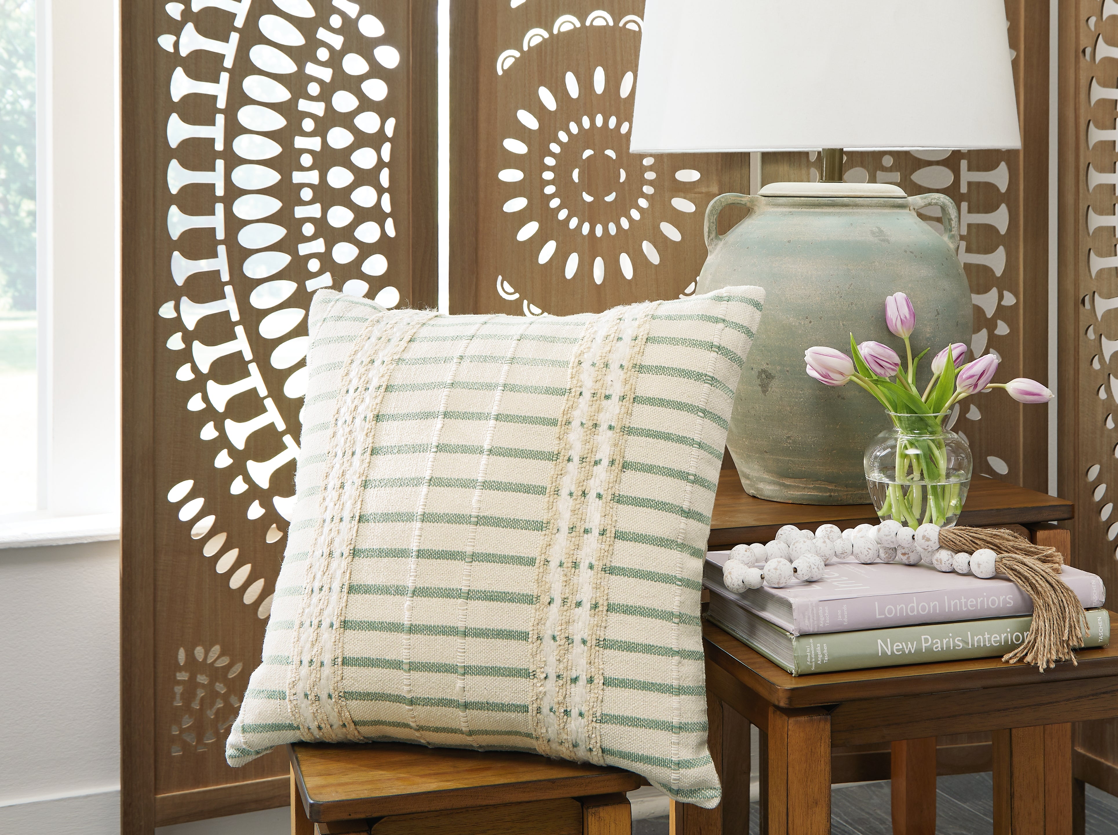 Floridian Furniture - Ashley Furniture - Rowton Pillows - Pillow / White/Green - A1001072P