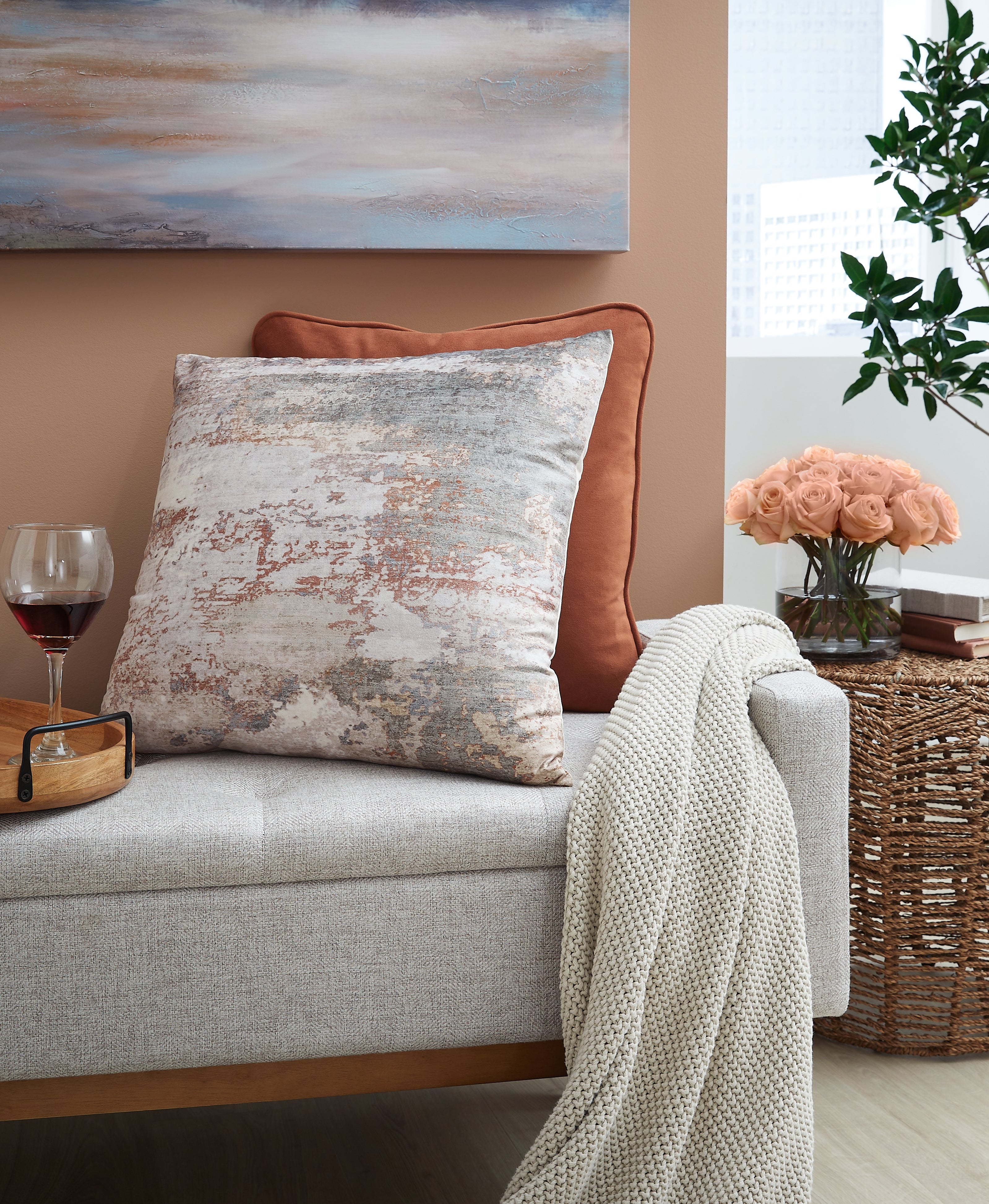 Floridian Furniture - Ashley Furniture - Edinfielders Pillows - Pillow / Cream/Gray/Rust - A1001094P