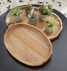 Floridian Furniture - Ashley Furniture - Jocelyne Tray (Set of 2) - Tray Set (Set of 2) / Brown/Black - A2000455