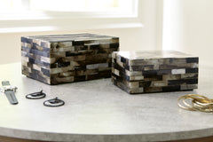 Floridian Furniture - Ashley Furniture - Ellford Box (Set of 2) - Box Set (Set of 2) / Black/Brown/Cream - A2000596