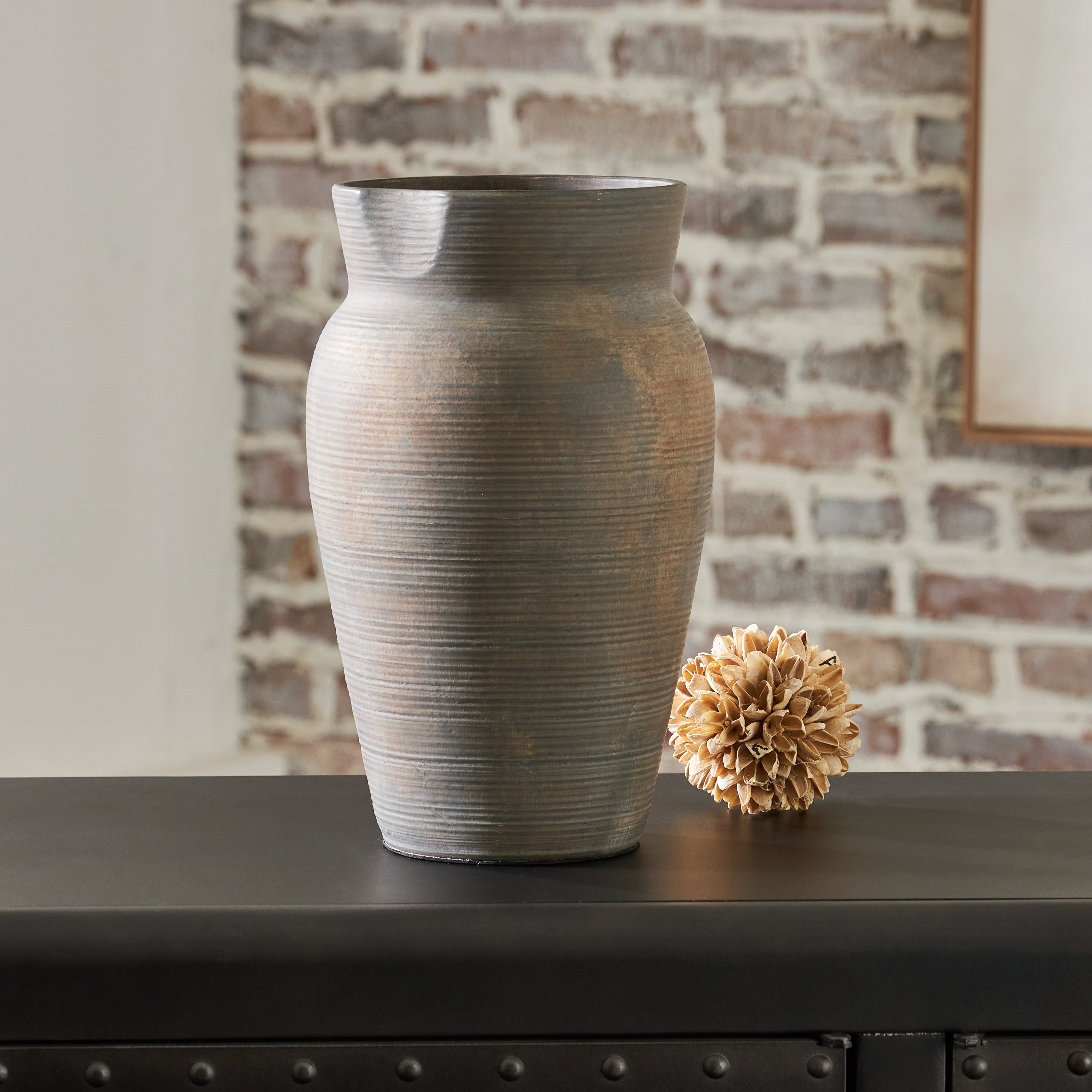 Floridian Furniture - Ashley Furniture - Brickmen Vase - Vase / Antique Gray - A2000658