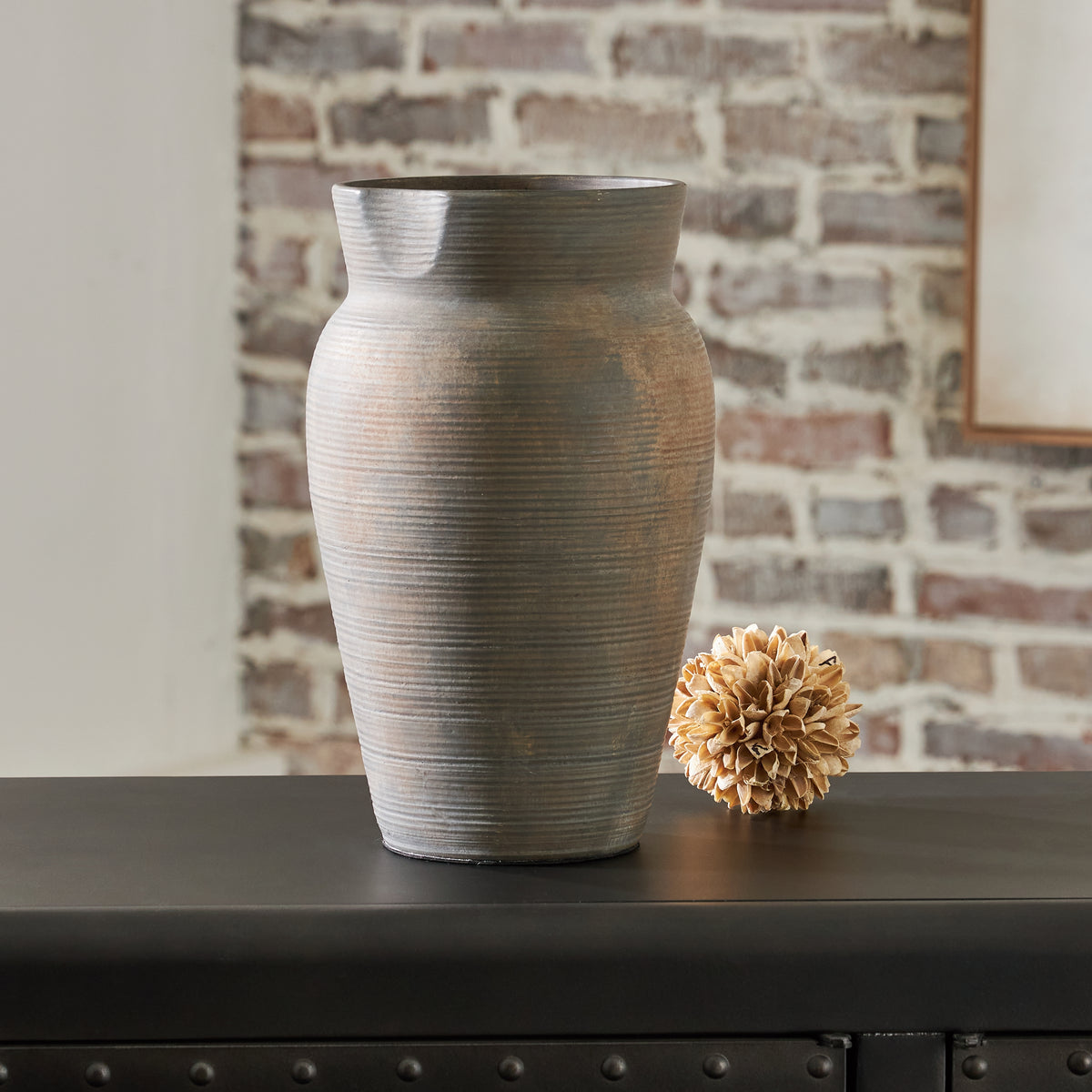 Floridian Furniture - Ashley Furniture - Brickmen Vase - Vase / Antique Gray - A2000658