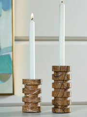 Floridian Furniture - Ashley Furniture - Emsleyfield Candle Holder - Candle Holder Set (Set of 2) / Tan - A2000735