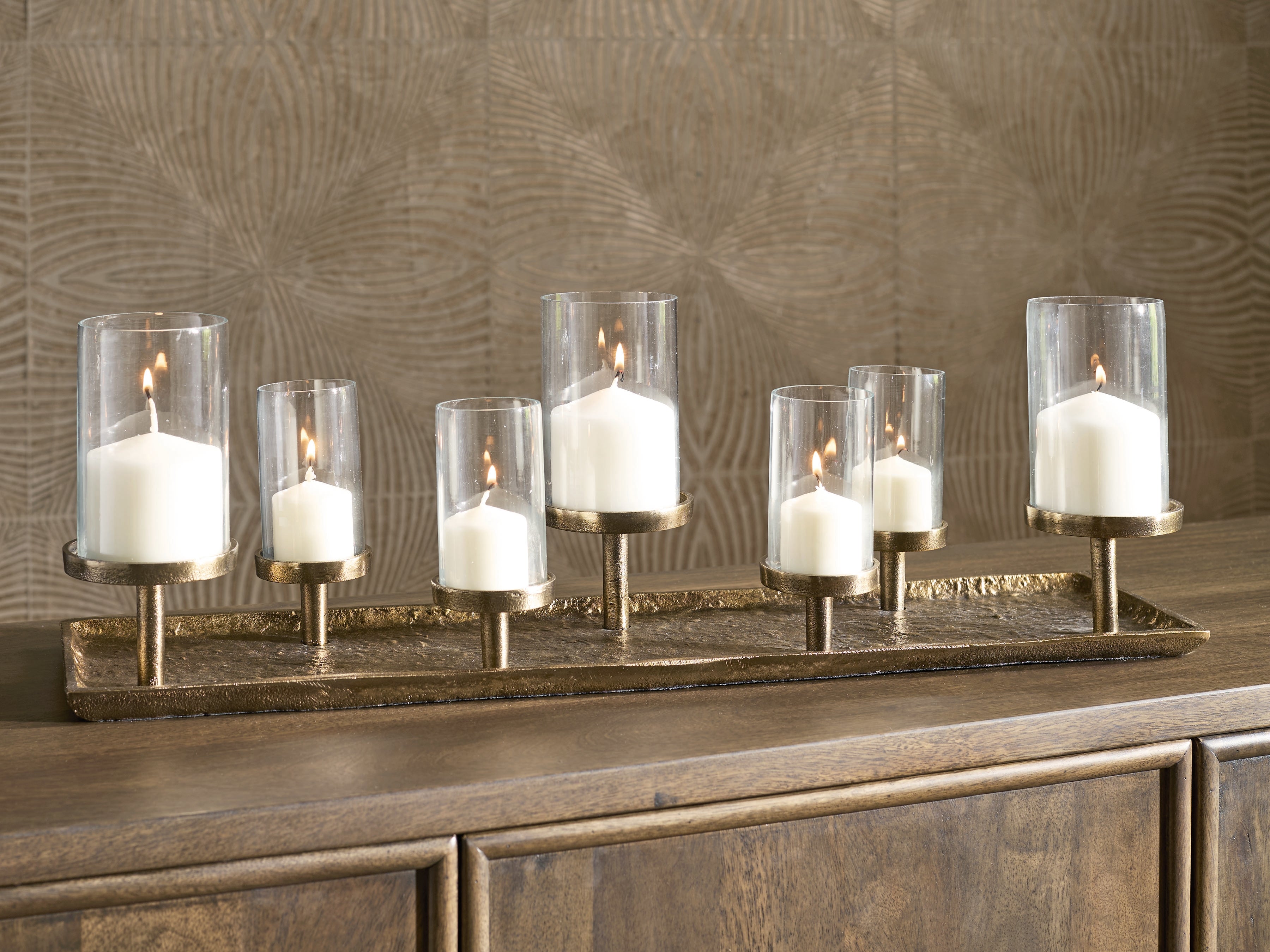 Floridian Furniture - Ashley Furniture - Wallmond Candle Holder - Candle Holder / Antique Brass Finish - A2000820