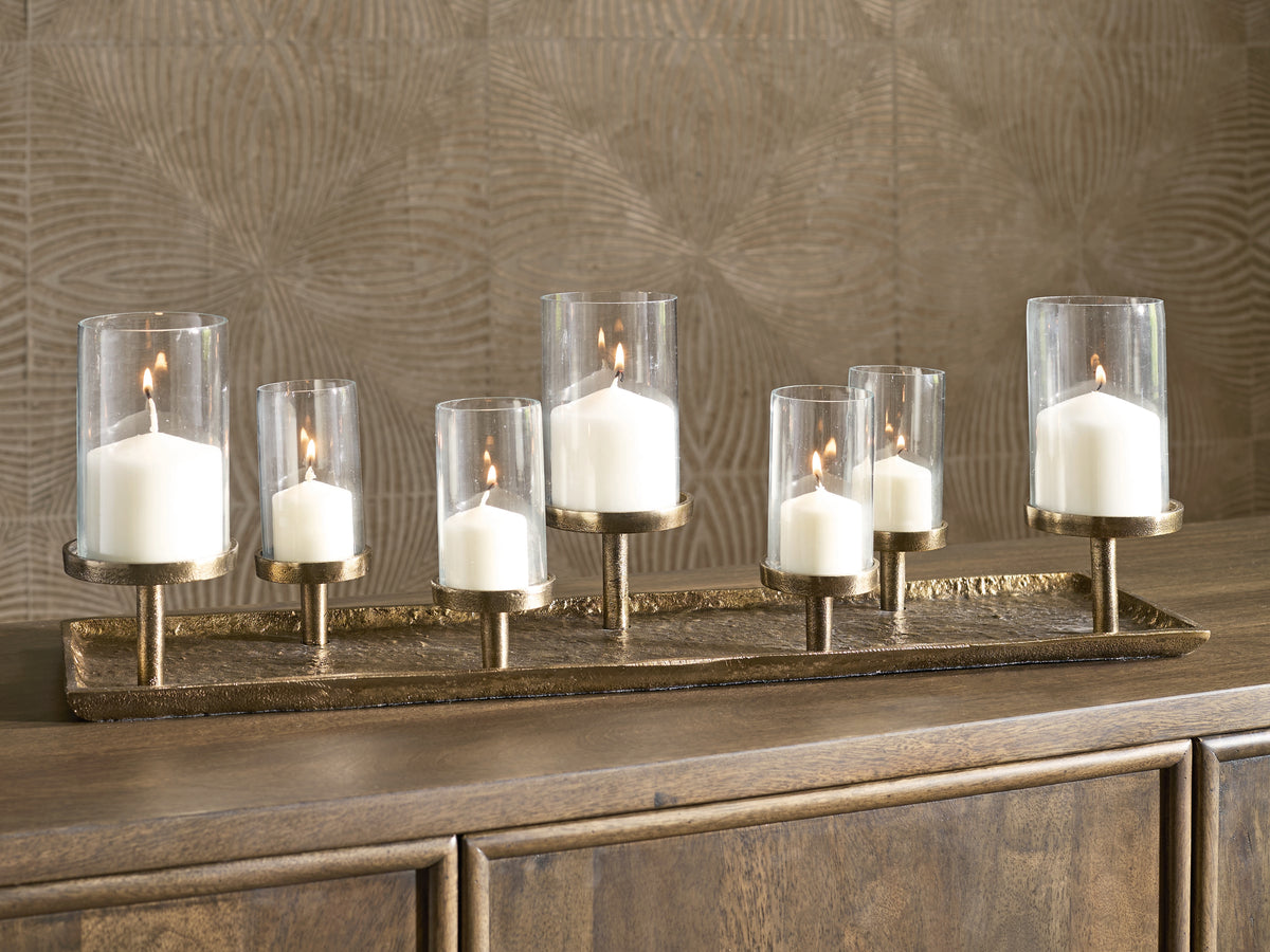 Floridian Furniture - Ashley Furniture - Wallmond Candle Holder - Candle Holder / Antique Brass Finish - A2000820