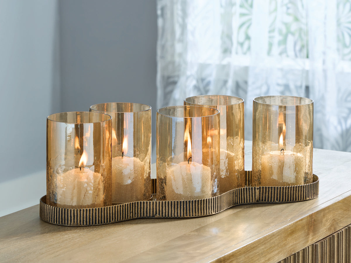 Floridian Furniture - Ashley Furniture - Evereton Candle Holder - Candle Holder / Antique Gold Finish - A2000856