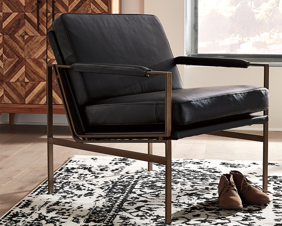 Floridian Furniture - Ashley Furniture - Puckman Accent Chair - Accent Chair / Brown/Silver Finish - A3000193