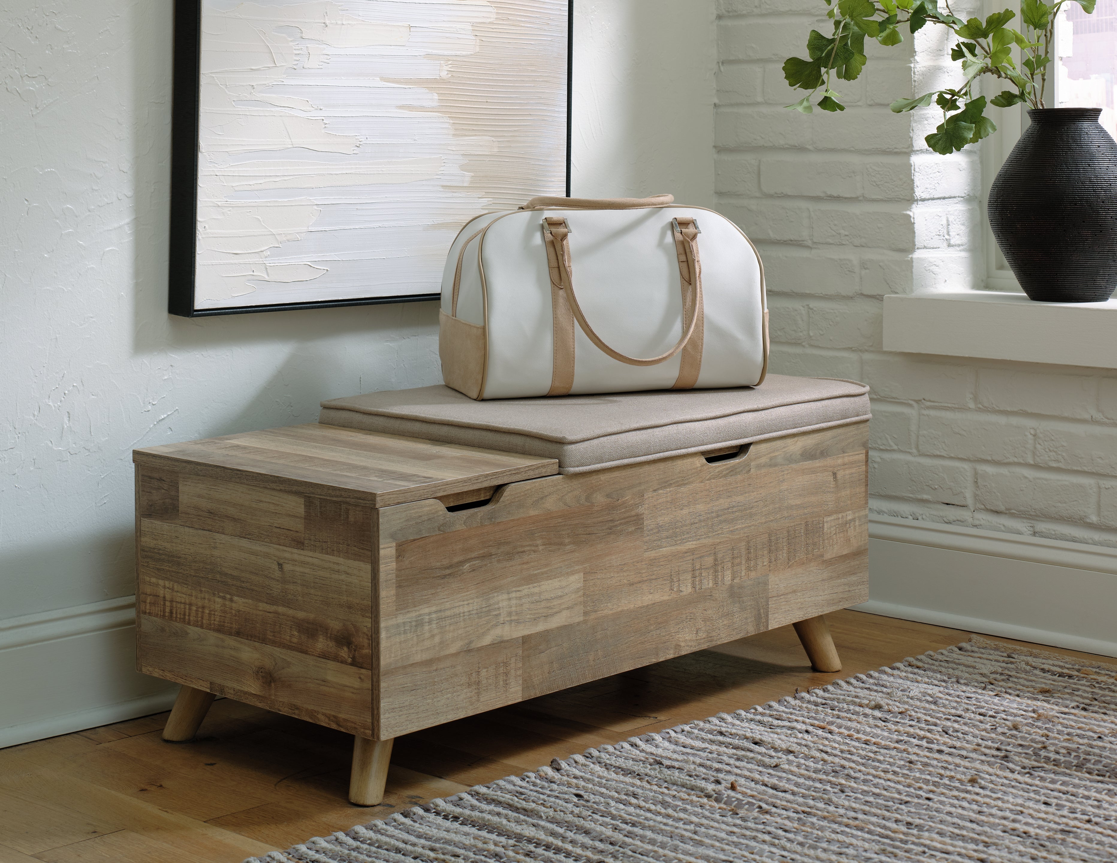 Floridian Furniture - Ashley Furniture - Gerdanet Storage Bench - Storage Bench / Beige/Brown / 39"W x 19"D x 17"H - A3000318