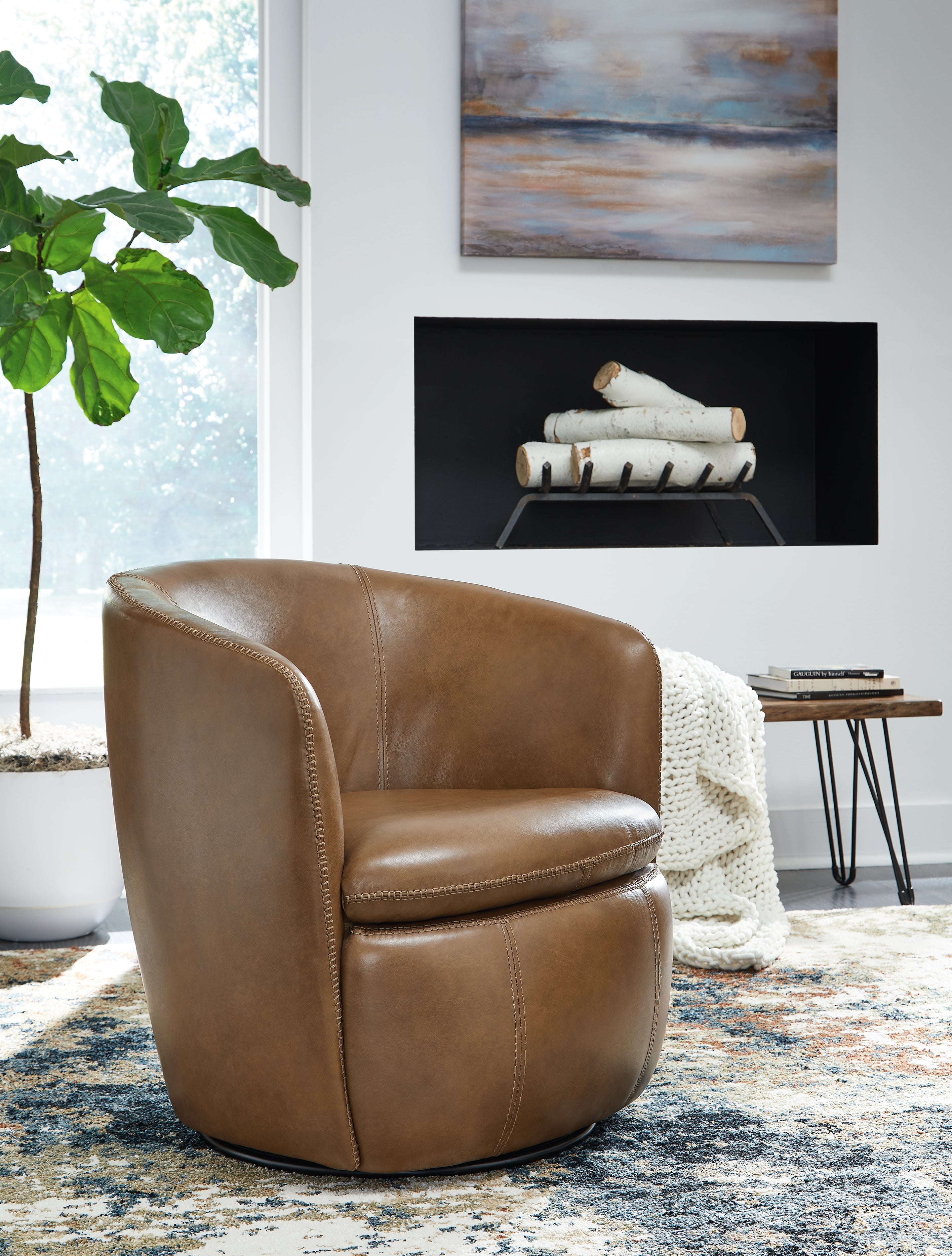 Floridian Furniture - Ashley Furniture - Kierreys Swivel Accent Chair - Swivel Accent Chair / Caramel - A3000700