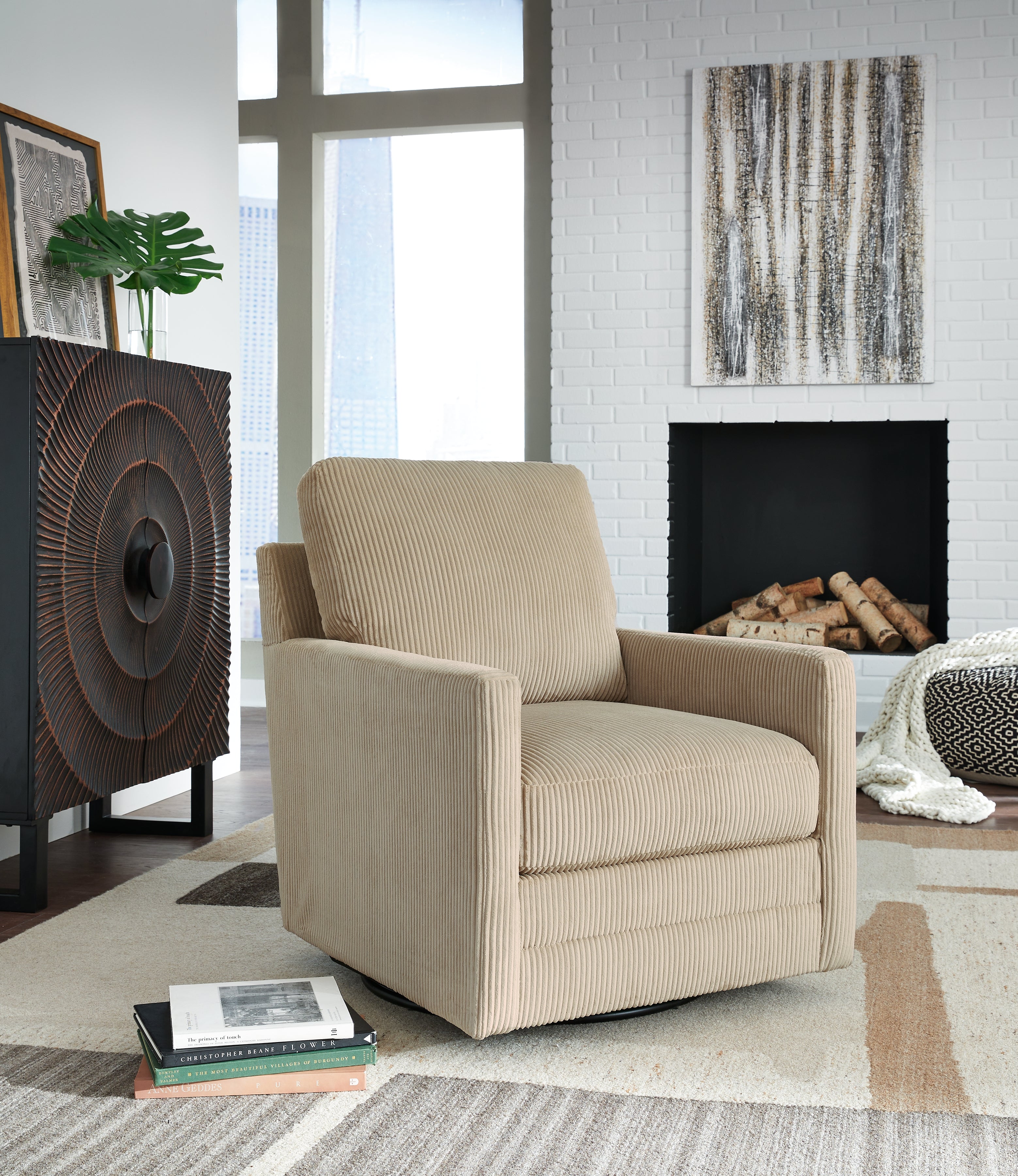 Floridian Furniture - Ashley Furniture - Icaman Swivel Accent Chair - Swivel Accent Chair / Sand - A3000728