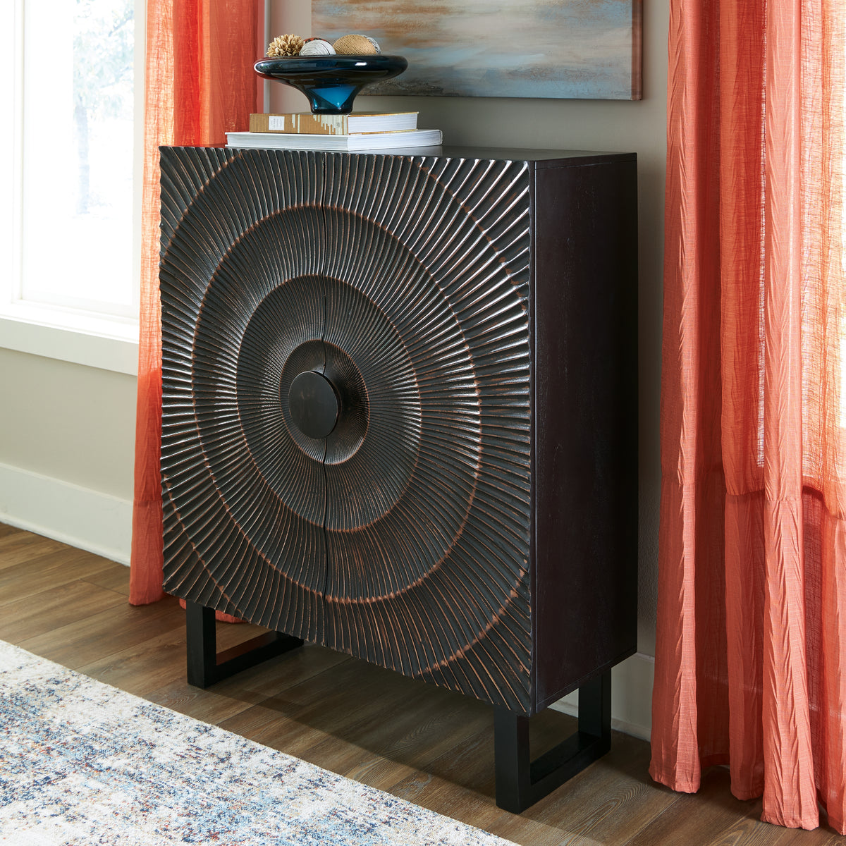Floridian Furniture - Ashley Furniture - Fosterman Accent Cabinet - Accent Cabinet / Distressed Black - A4000660