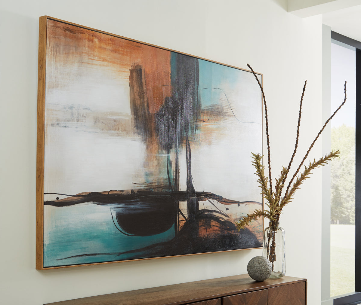 Floridian Furniture - Ashley Furniture - Brunonia Wall Decor - Wall Art / Teal/Orange/Black - A8000337