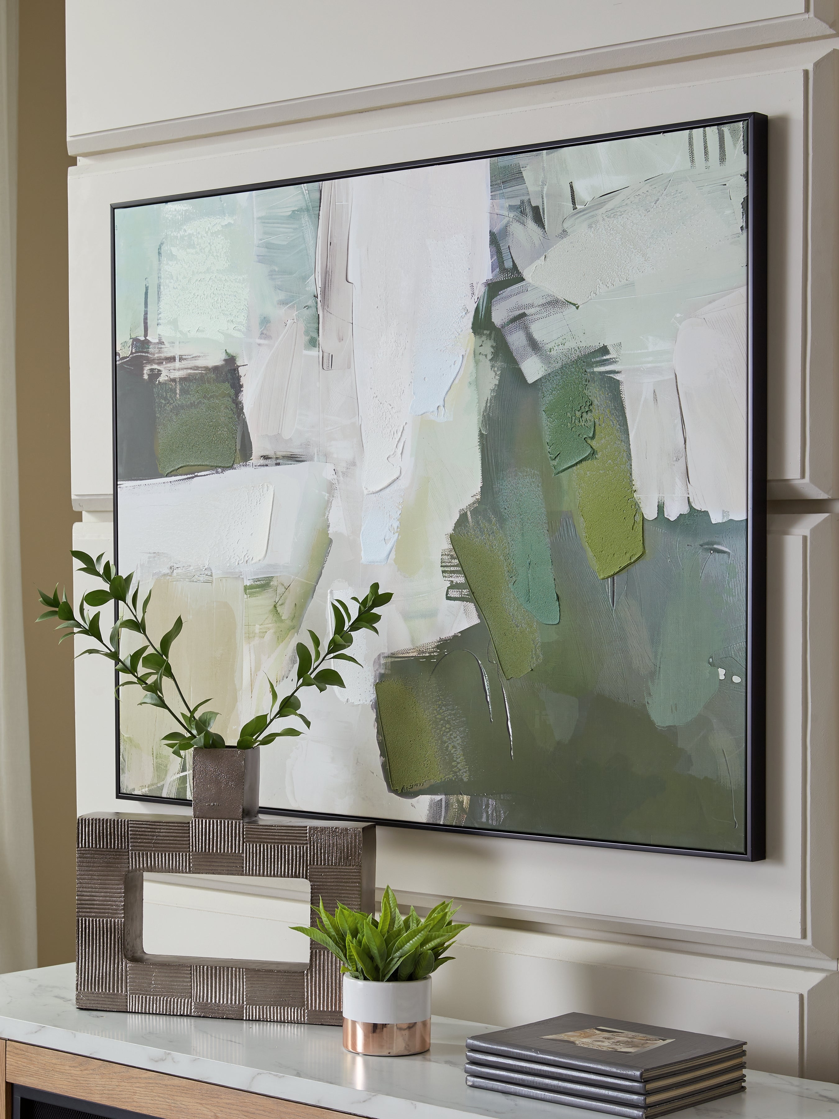 Floridian Furniture - Ashley Furniture - Vinick Wall Decor - Wall Art / Green/Gray/White - A8000459