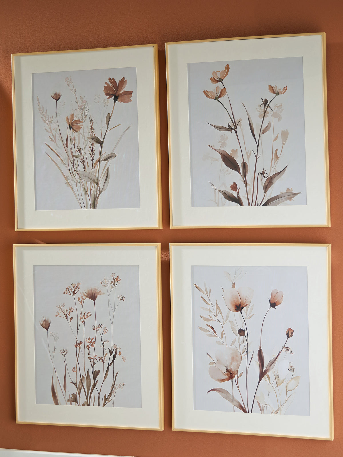 Floridian Furniture - Ashley Furniture - Chettings Wall Decor - Wall Art Set (4/CN) / Beige/Gray/Blush - A8000469