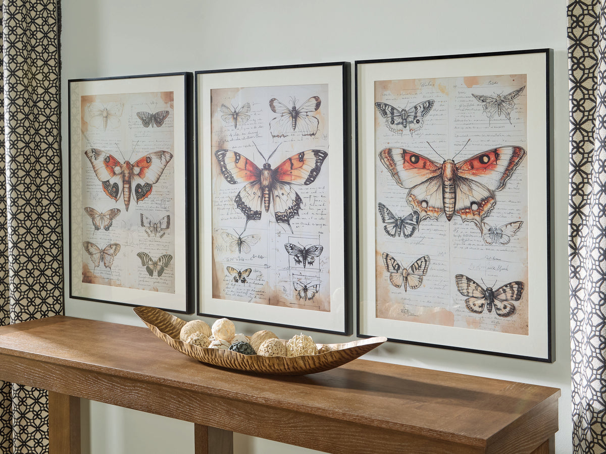Floridian Furniture - Ashley Furniture - Jossletts Wall Decor - Wall Art Set (3/CN) / Orange/Black/Ivory - A8000490
