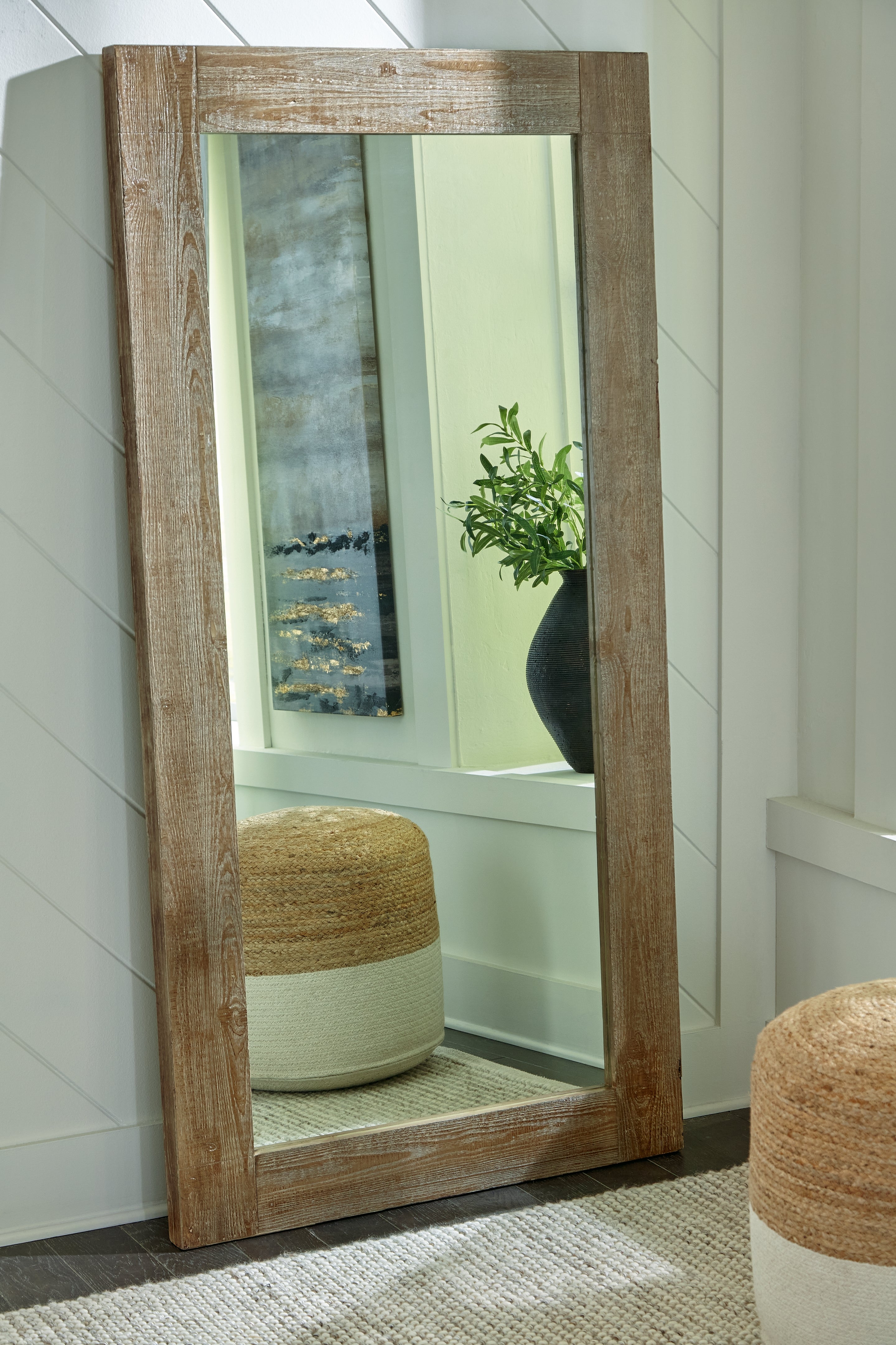 Floridian Furniture - Ashley Furniture - Waltleigh Mirror - Floor Mirror / Distressed Brown - A8010278